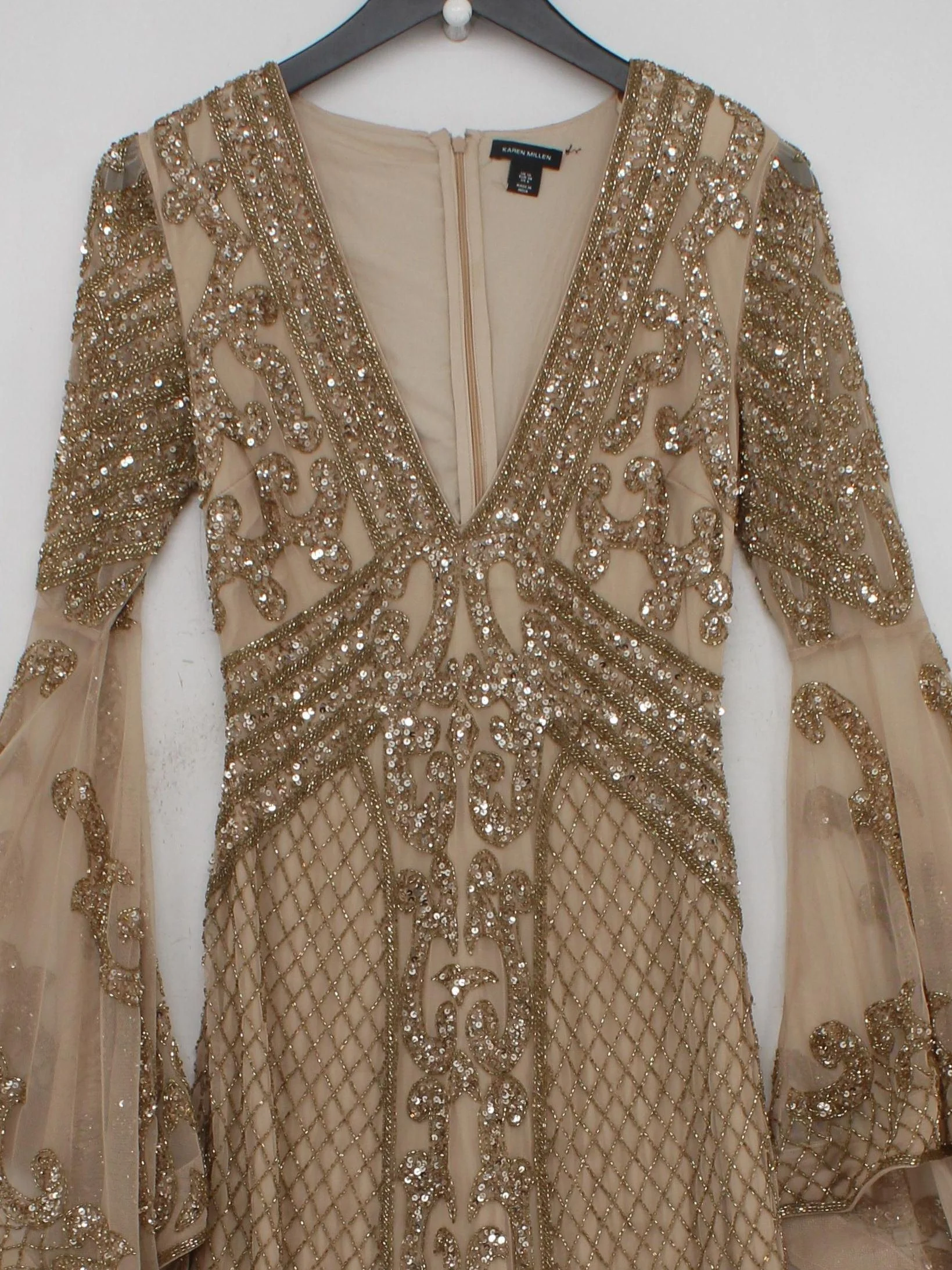 Karen Millen Maxi Dress UK10 in Gold RRP £359 - Image 3