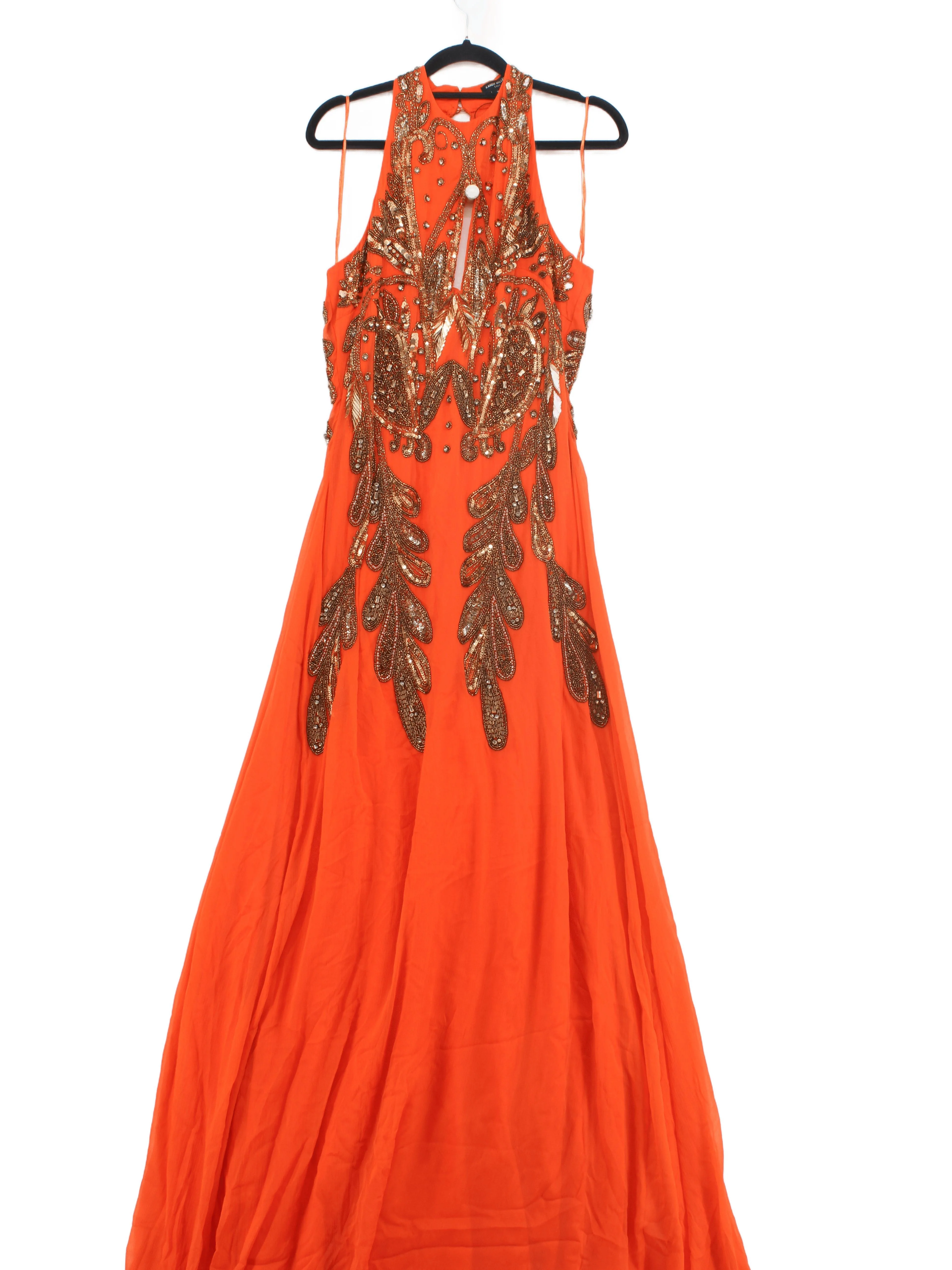 Karen Millen Maxi Dress UK10 in Orange RRP £499