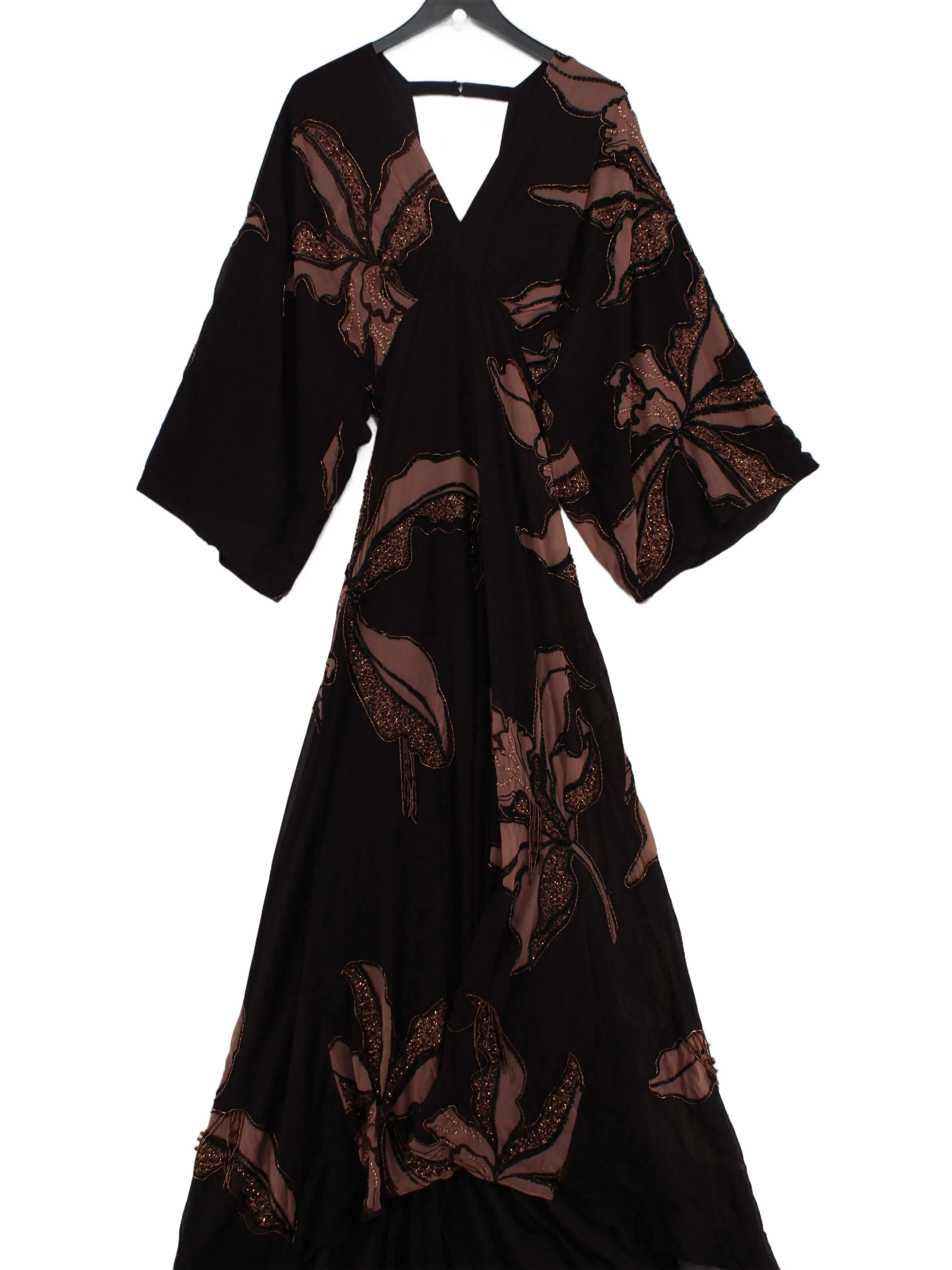 Karen Millen Maxi Dress UK12 in Brown RRP £399