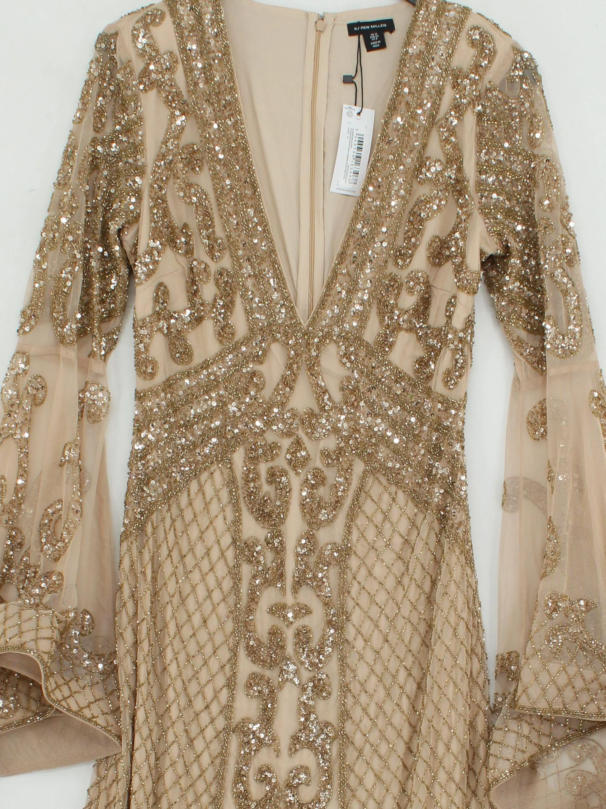 Karen Millen Maxi Dress UK12 in Gold RRP £359 - Image 3