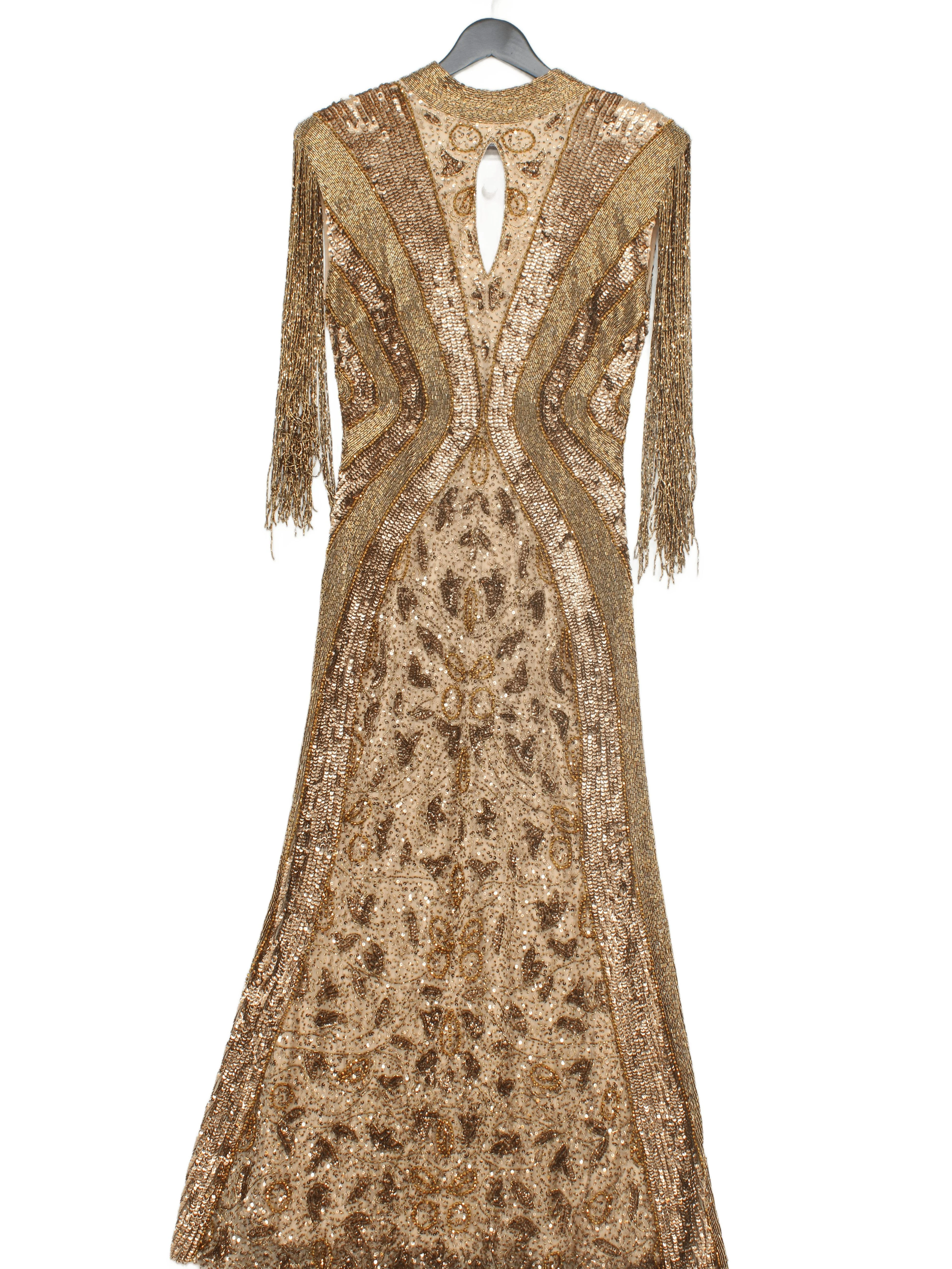 Karen Millen Maxi Dress UK12 in Gold RRP £429