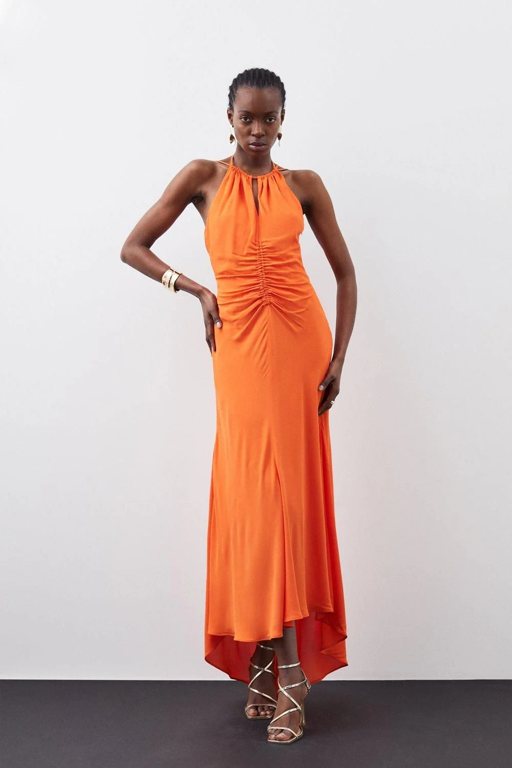 Karen Millen Maxi Dress UK12 in Orange RRP £259