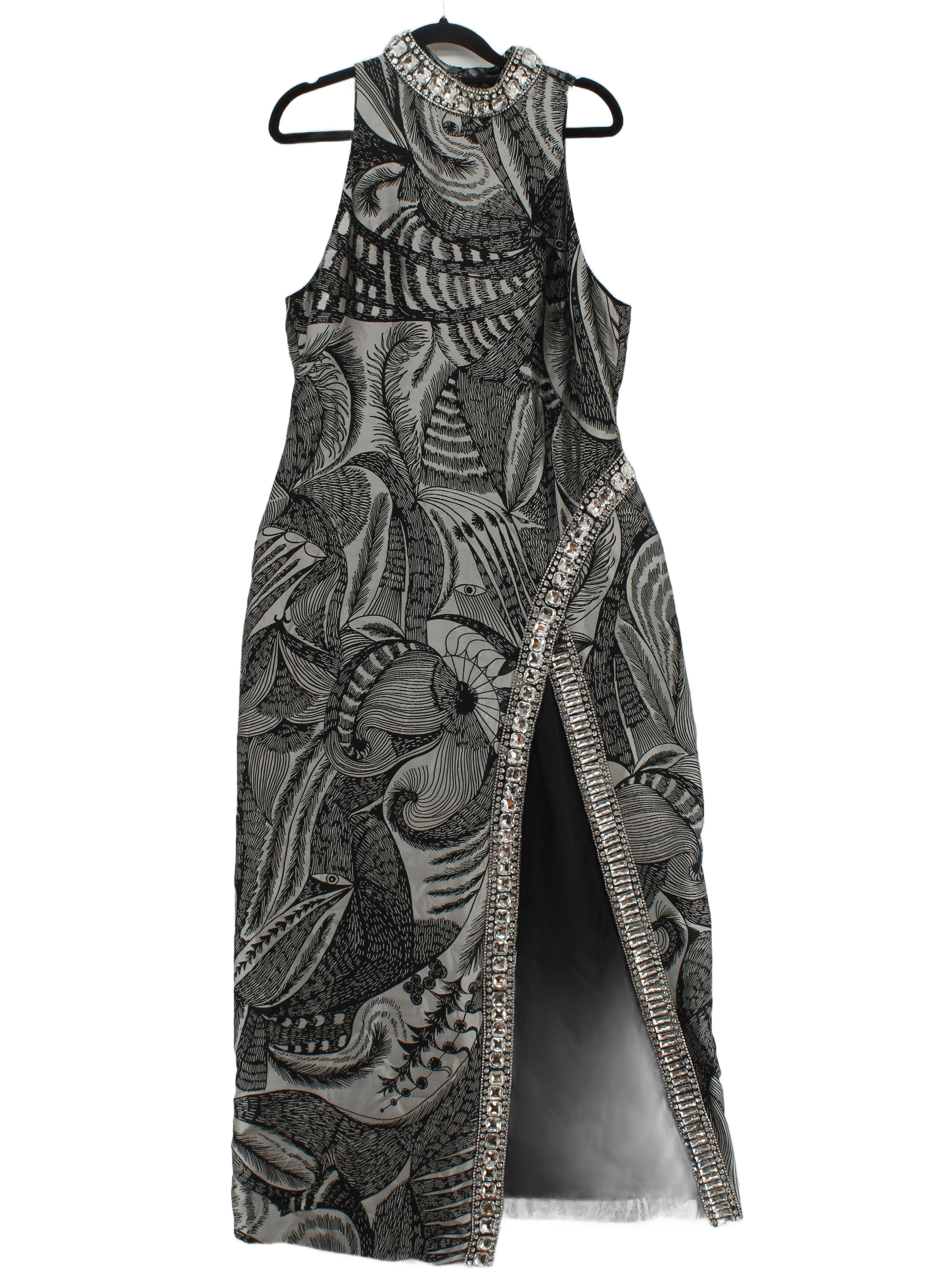 Karen Millen Maxi Dress UK14 in Grey RRP £309
