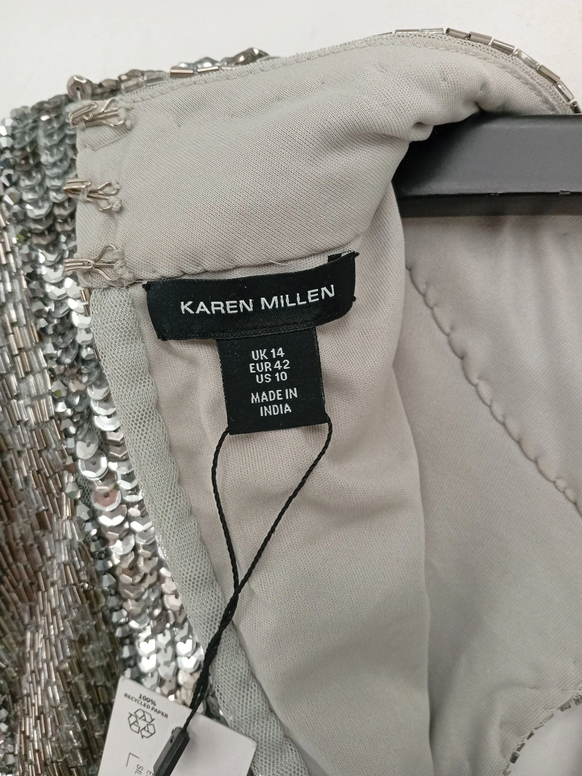 Karen Millen Maxi Dress UK14 in Silver RRP £399 - Image 5