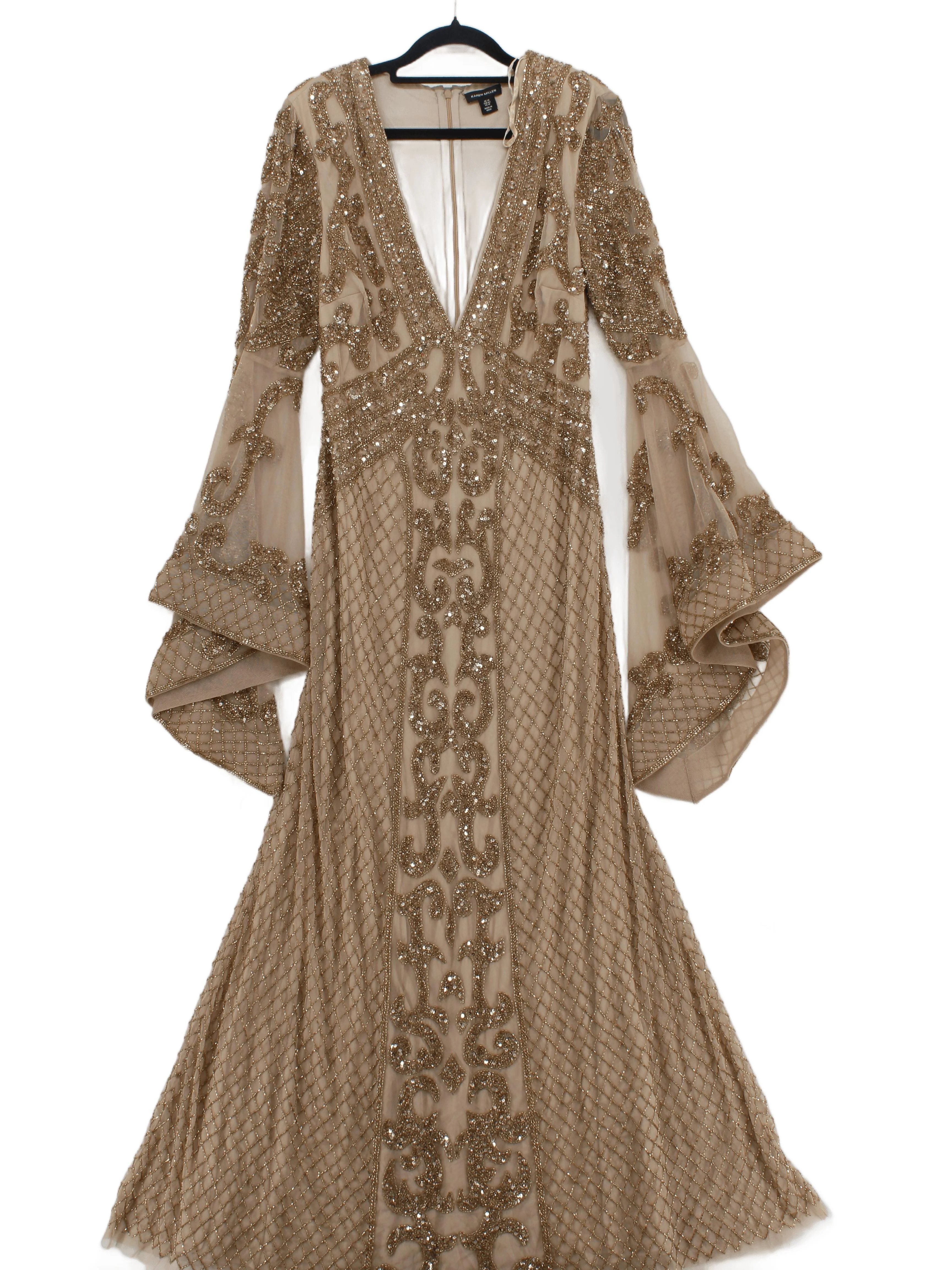 Karen Millen Maxi Dress UK14 in Tan RRP £359