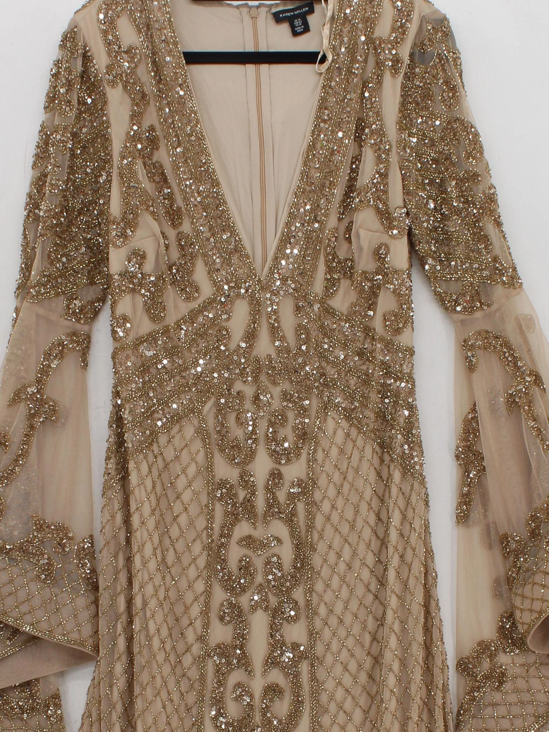 Karen Millen Maxi Dress UK14 in Tan RRP £359 - Image 3
