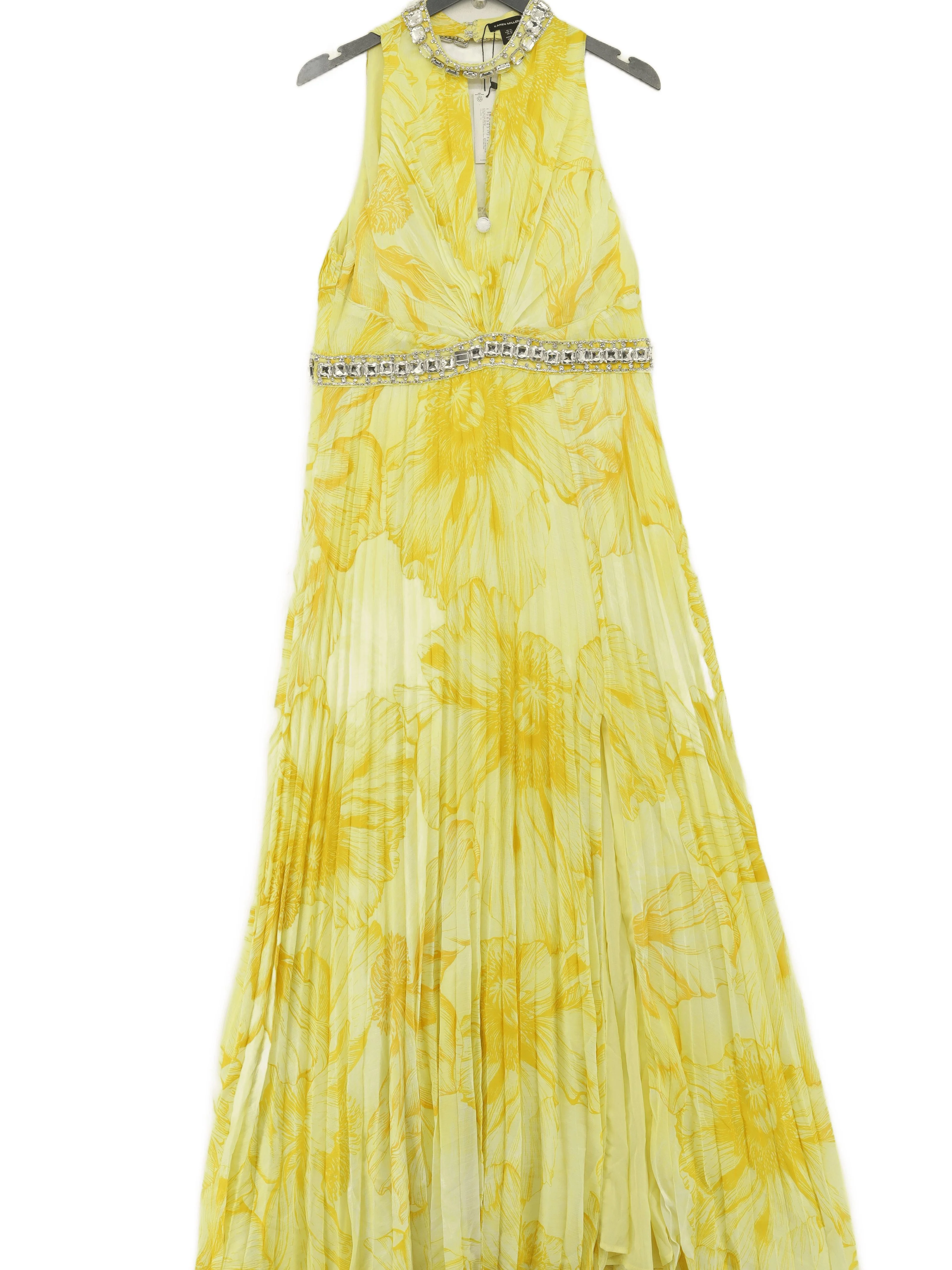 Karen Millen Maxi Dress UK14 in Yellow RRP £249