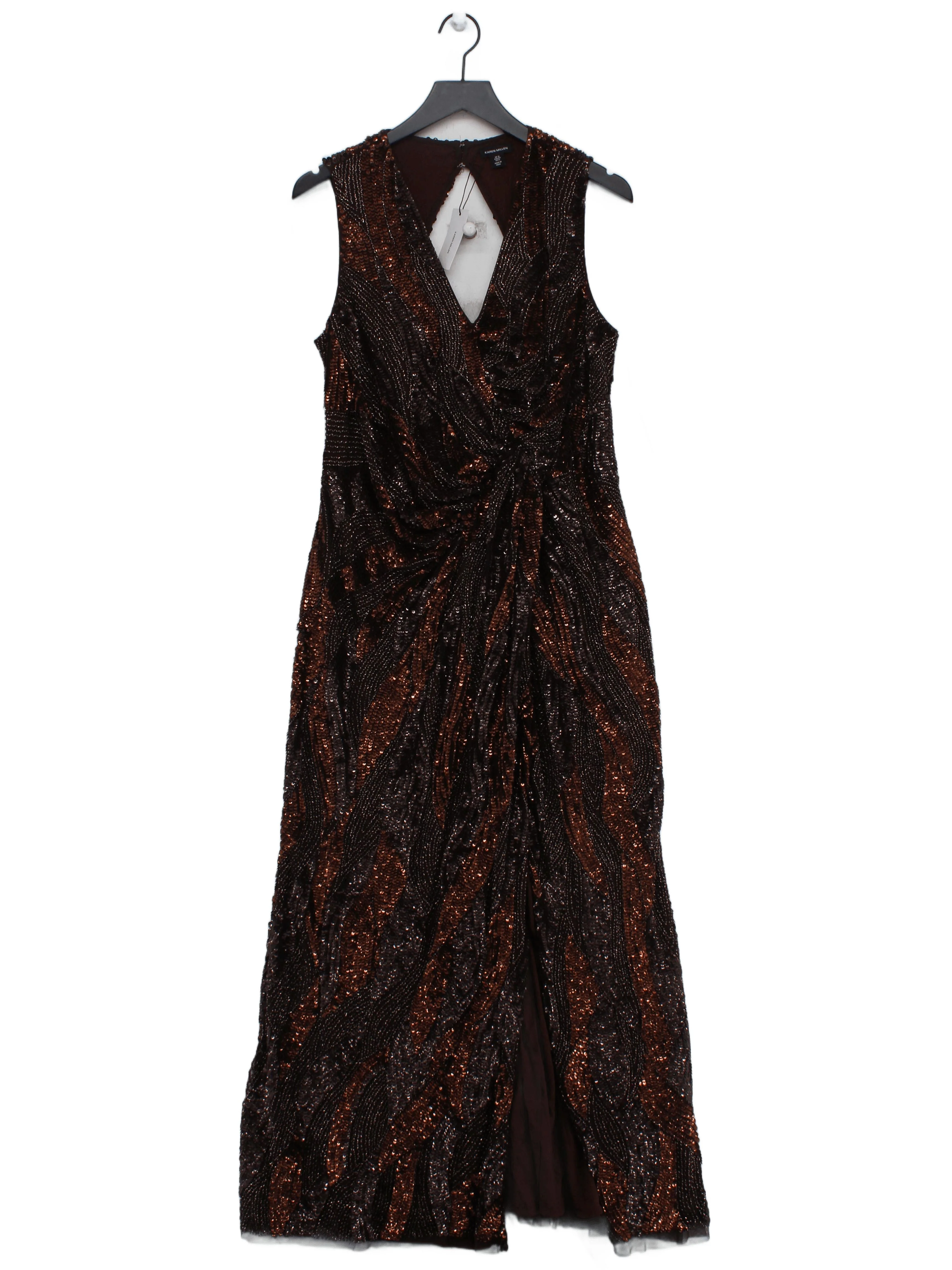 Karen Millen Maxi Dress UK16 in Brown RRP £359