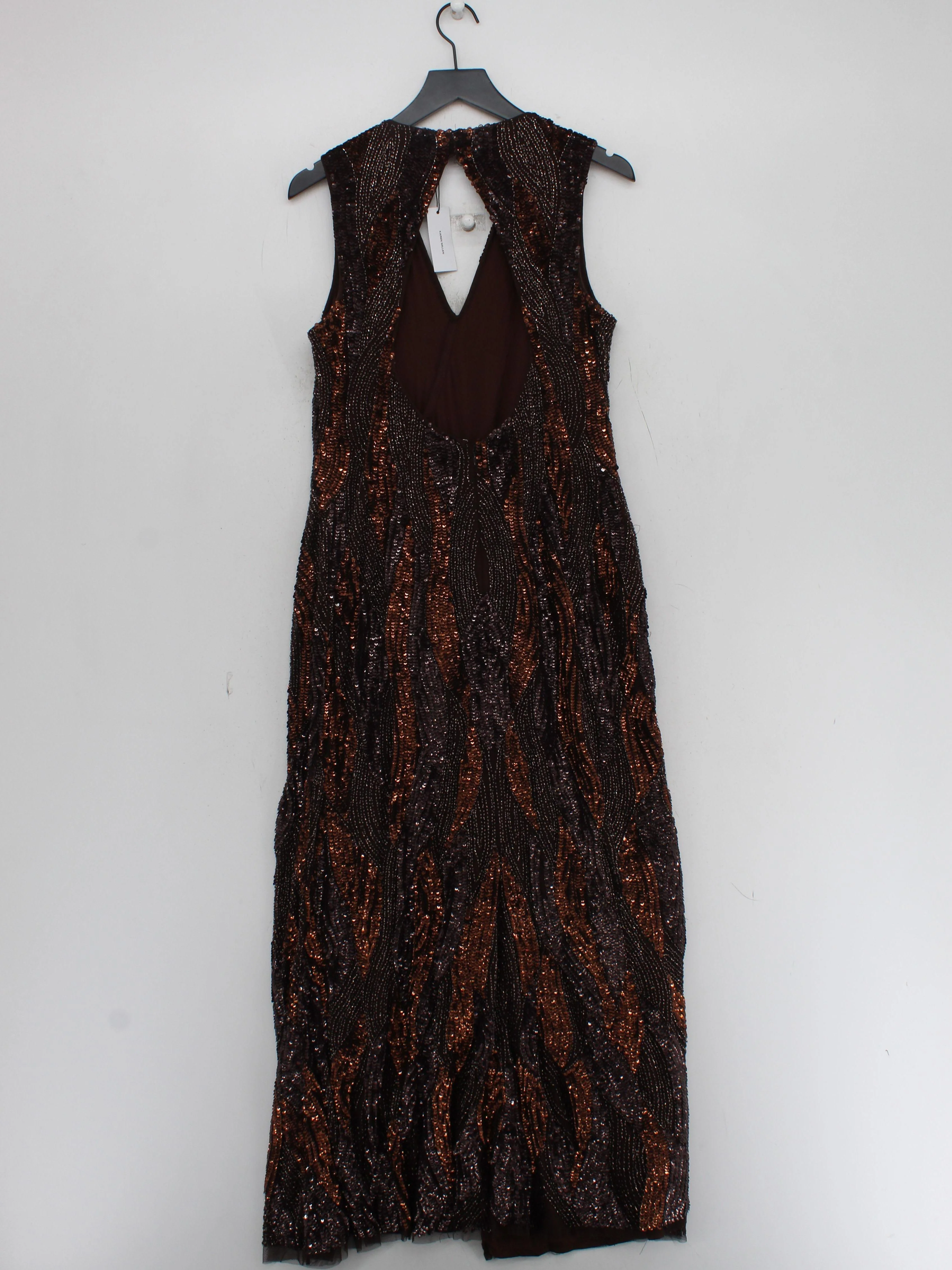 Karen Millen Maxi Dress UK16 in Brown RRP £359 - Image 2