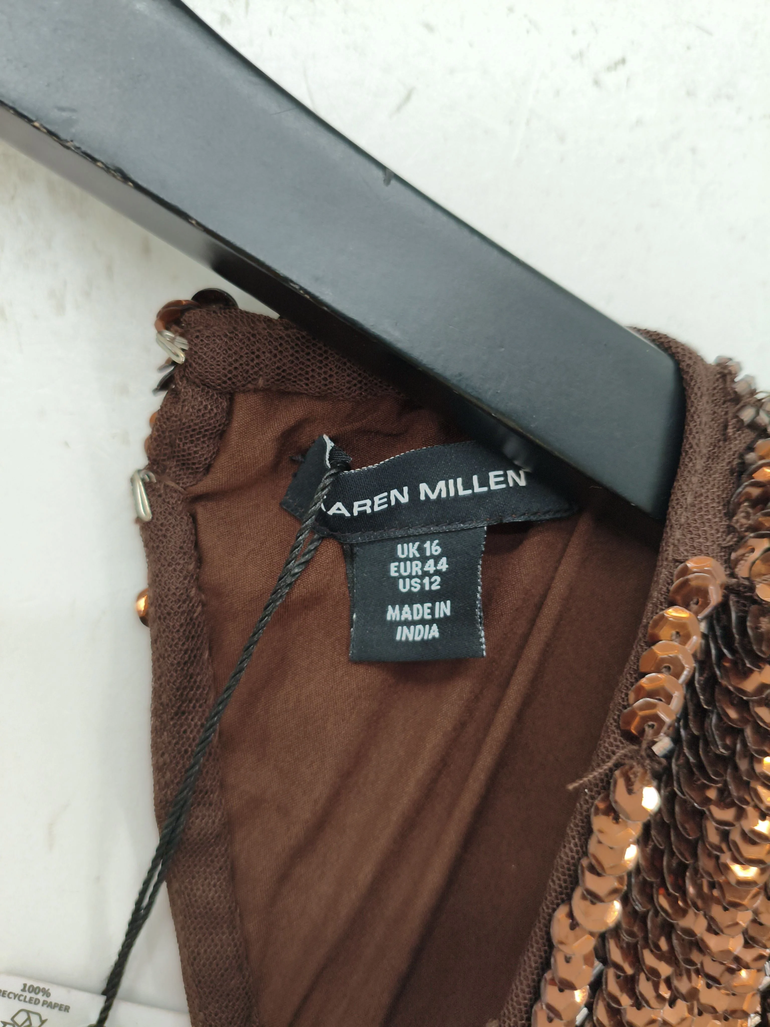 Karen Millen Maxi Dress UK16 in Brown RRP £359 - Image 7