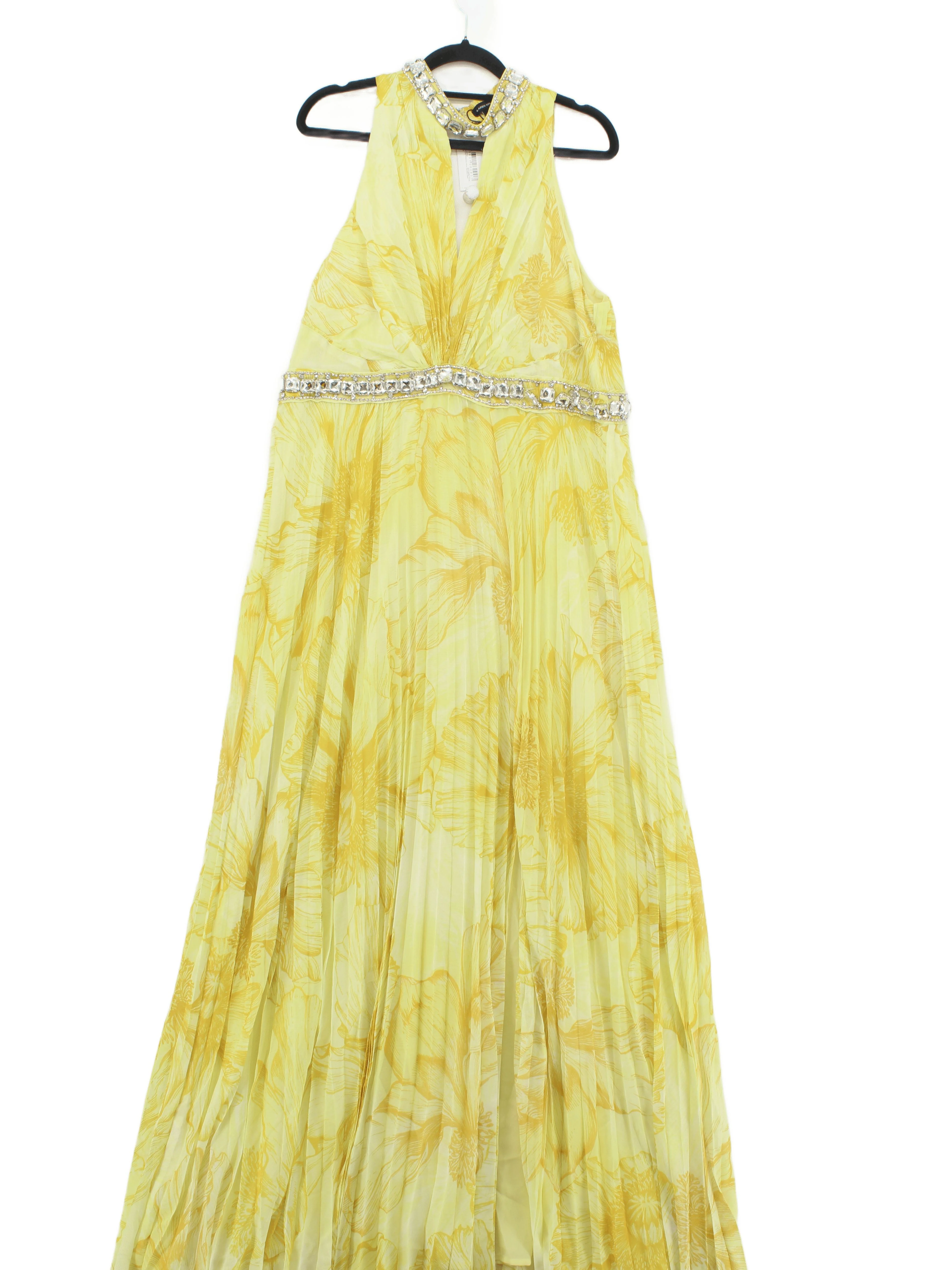 Karen Millen Maxi Dress UK16 in Yellow RRP £249