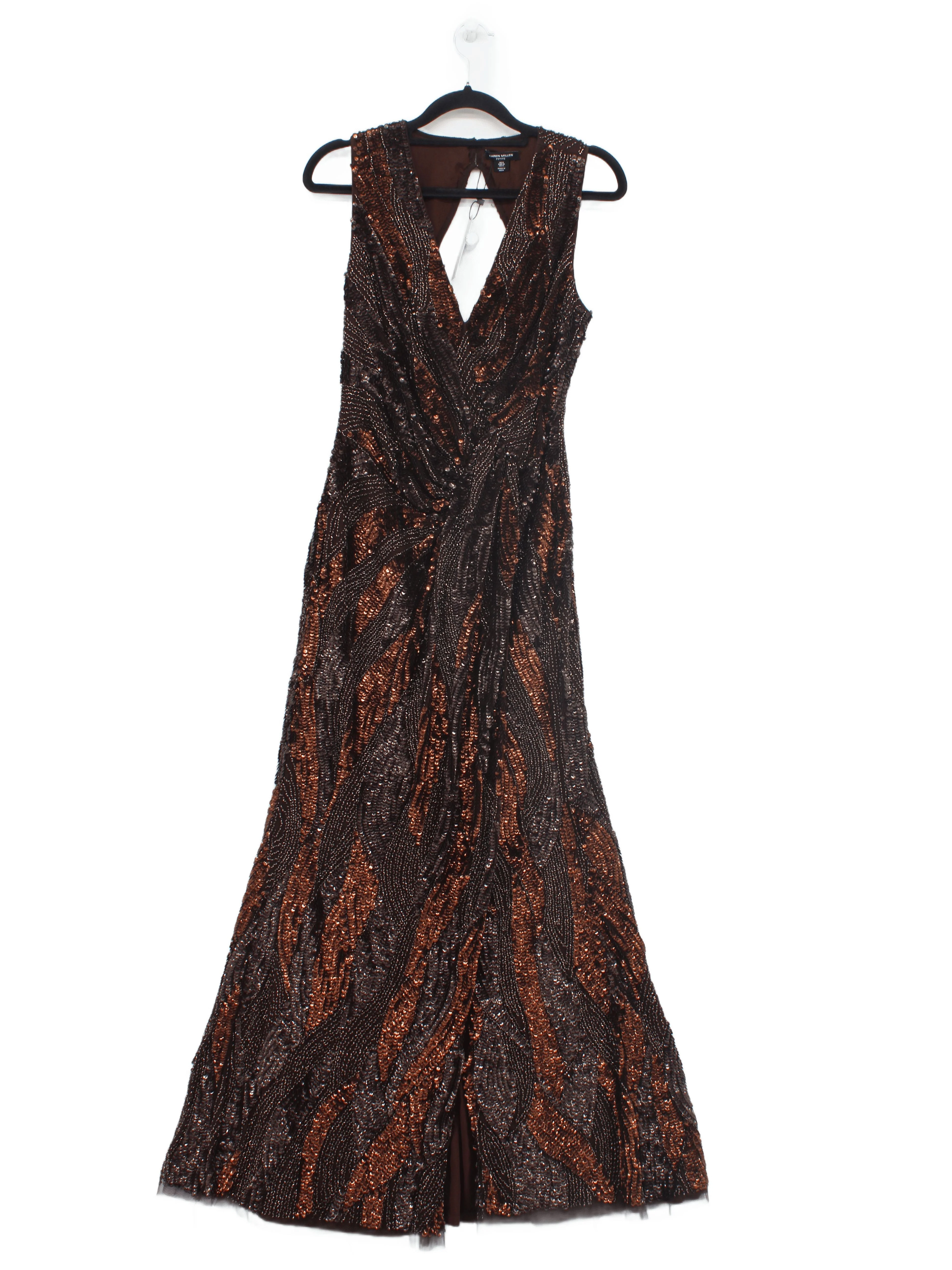 Karen Millen Maxi Dress UK8 in Brown RRP £359