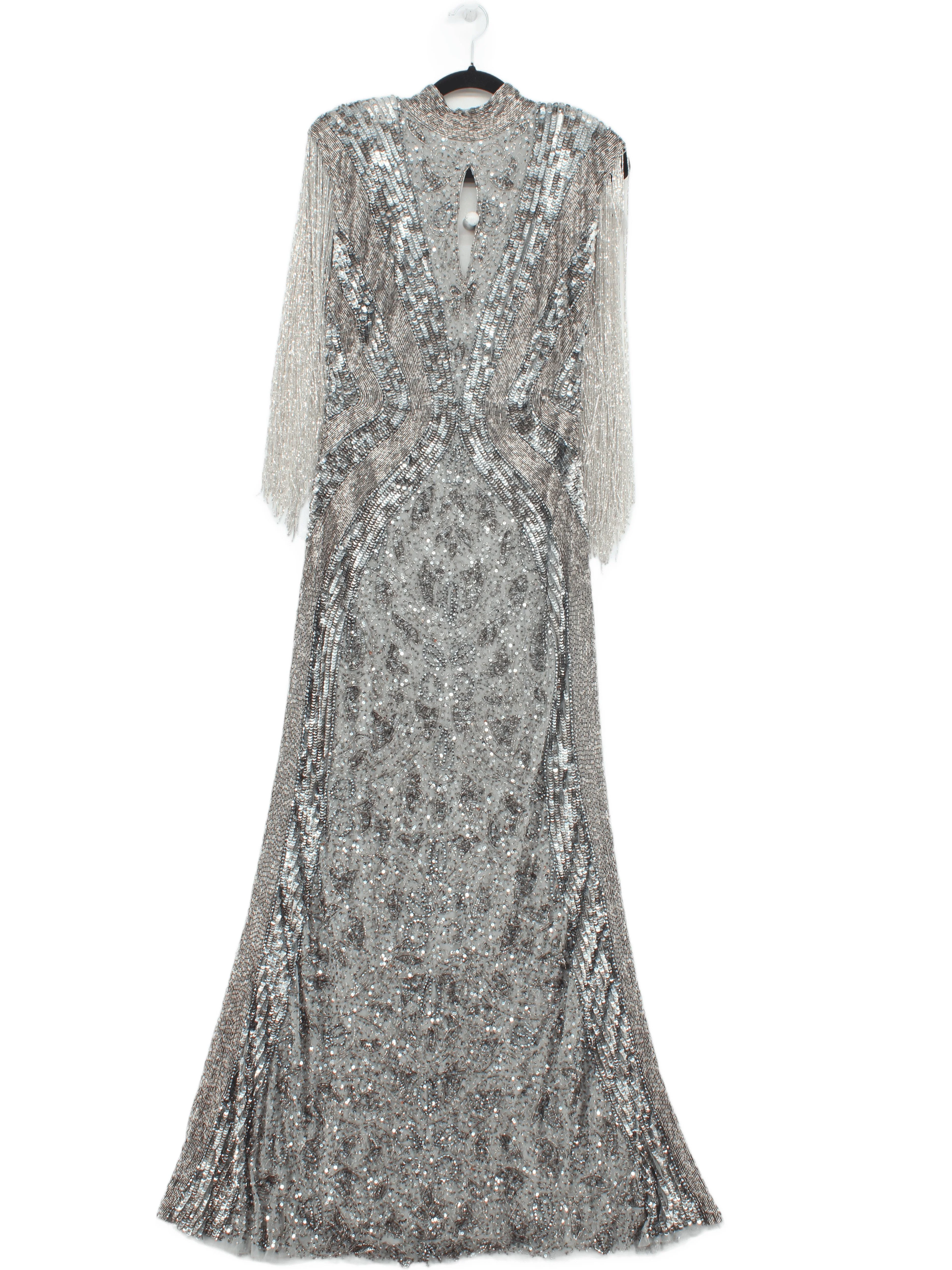 Karen Millen Maxi Dress UK8 in Silver RRP £399
