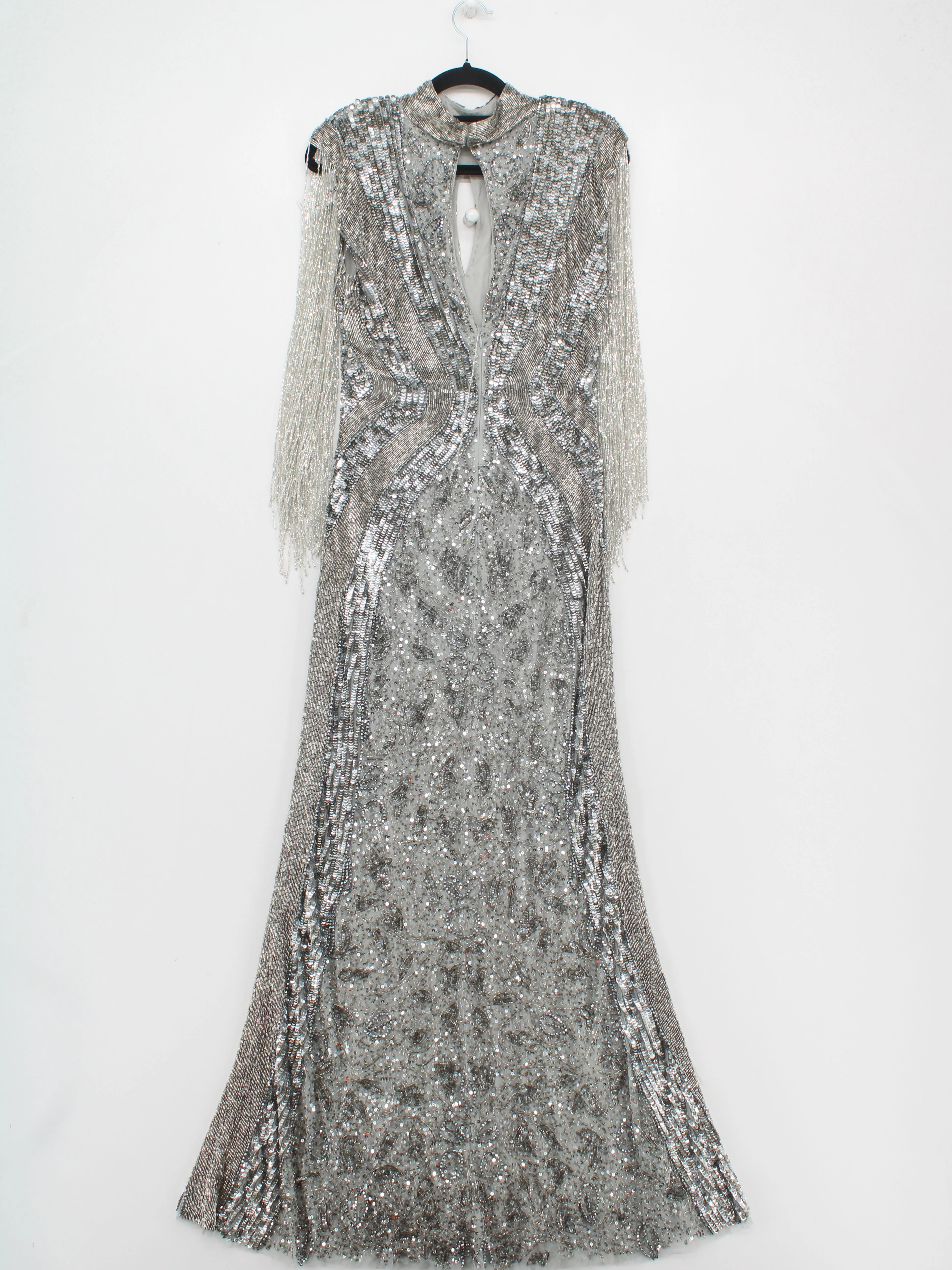 Karen Millen Maxi Dress UK8 in Silver RRP £399 - Image 2