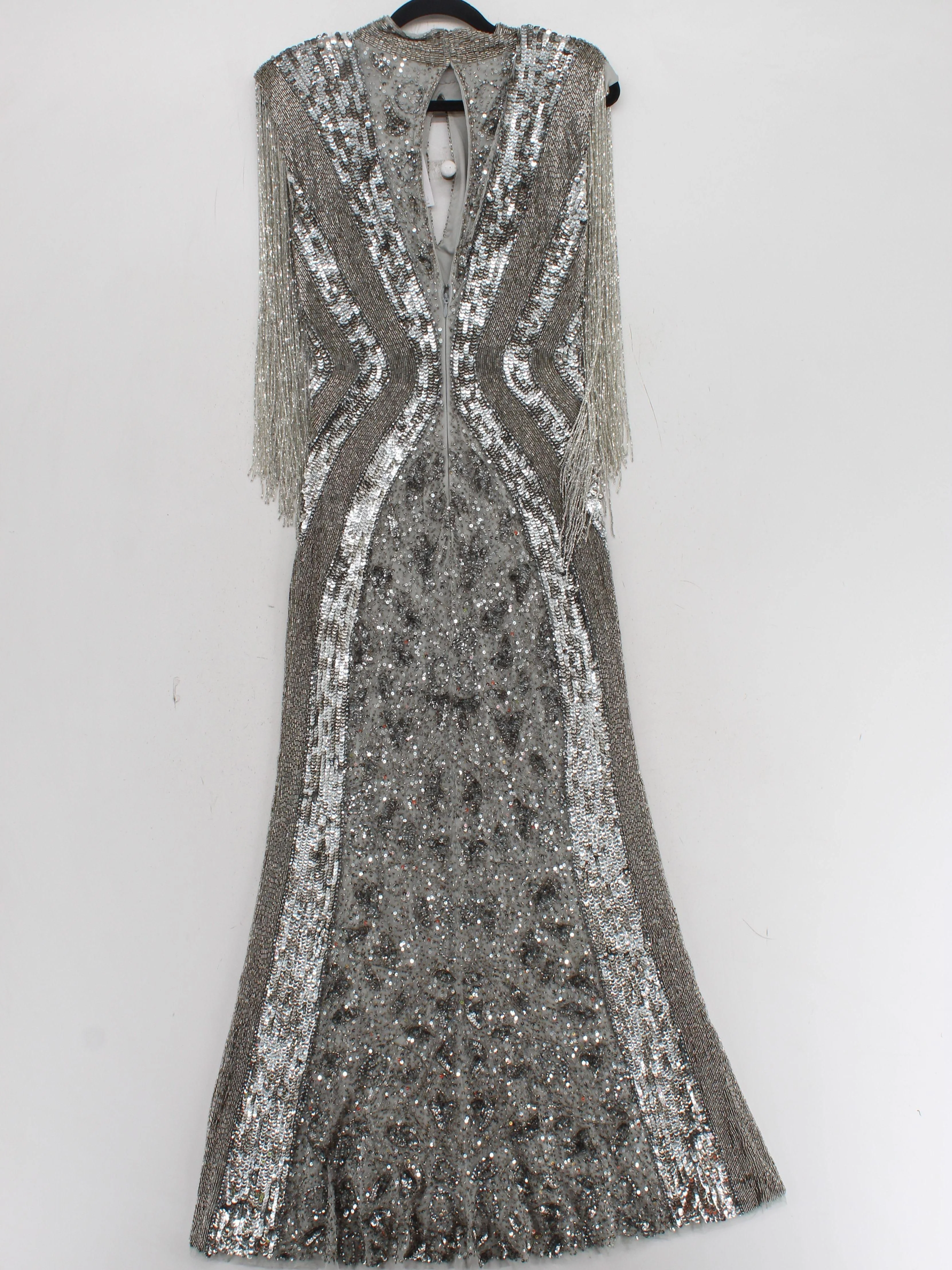 Karen Millen Maxi Dress UK8 in Silver RRP £399 - Image 2