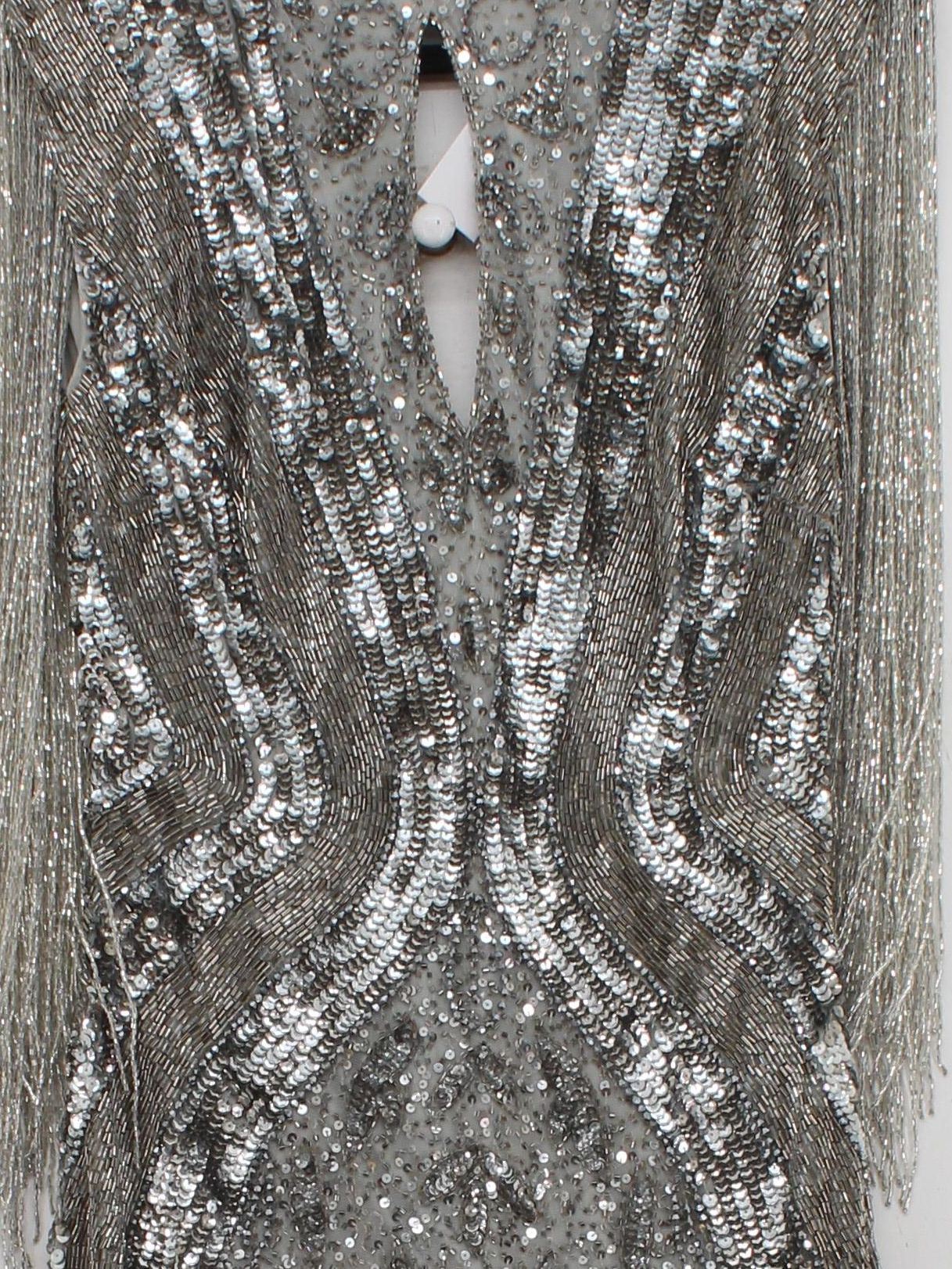 Karen Millen Maxi Dress UK8 in Silver RRP £399 - Image 3