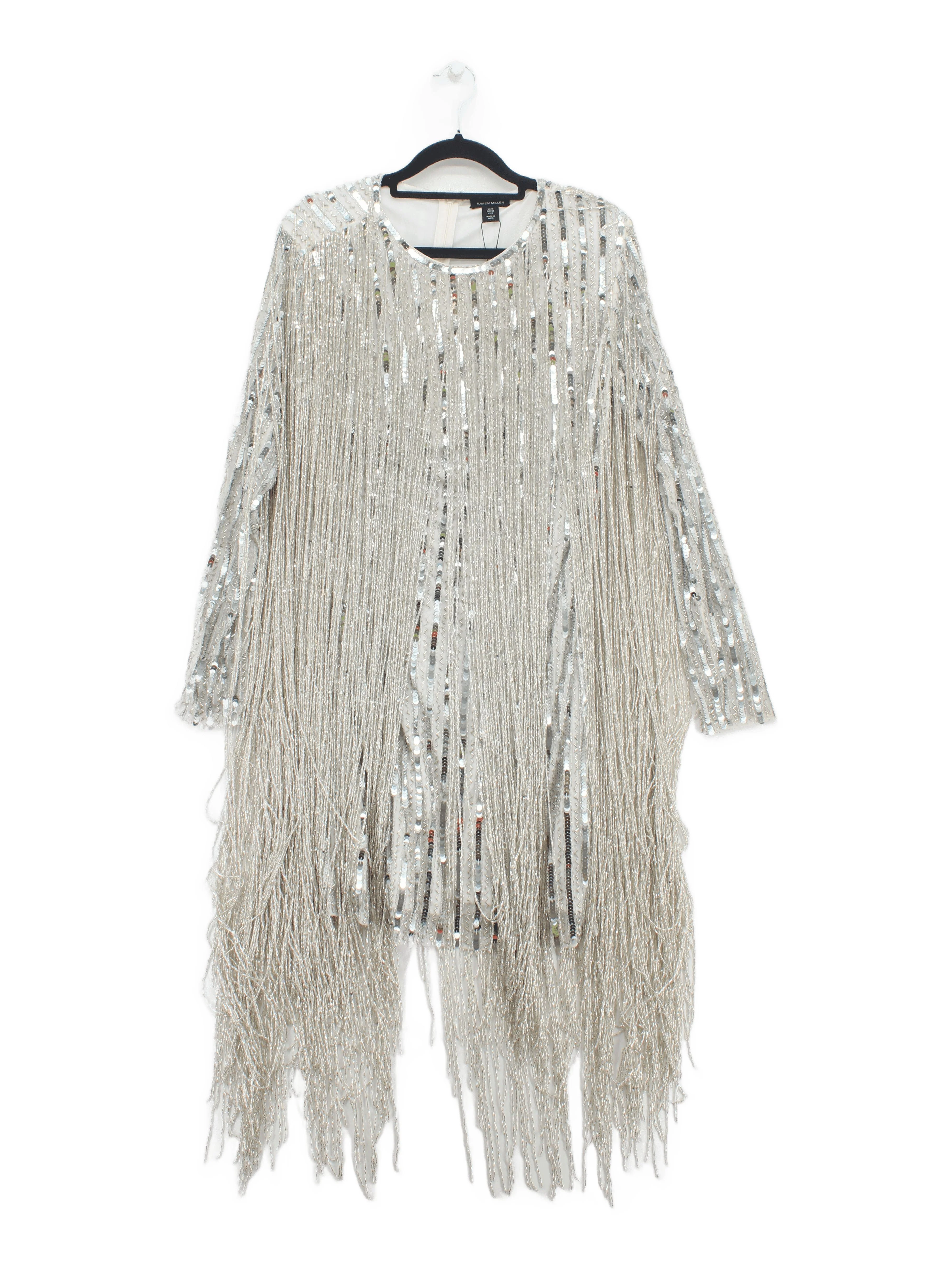 Karen Millen Mini Dress UK10 in Silver RRP £389 - Image 2