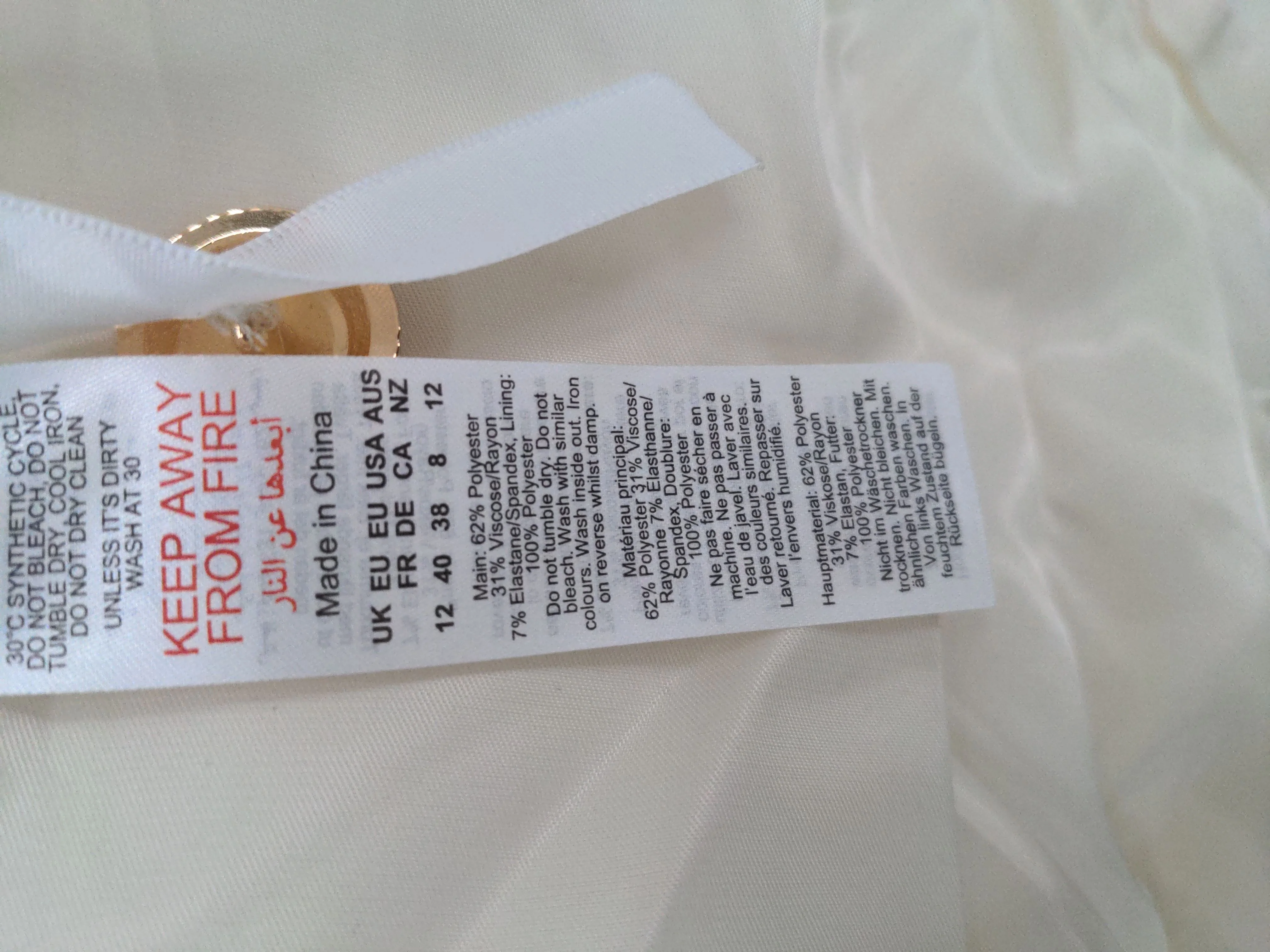 Karen Millen Mini Dress UK12 in Cream RRP £99 - Image 8