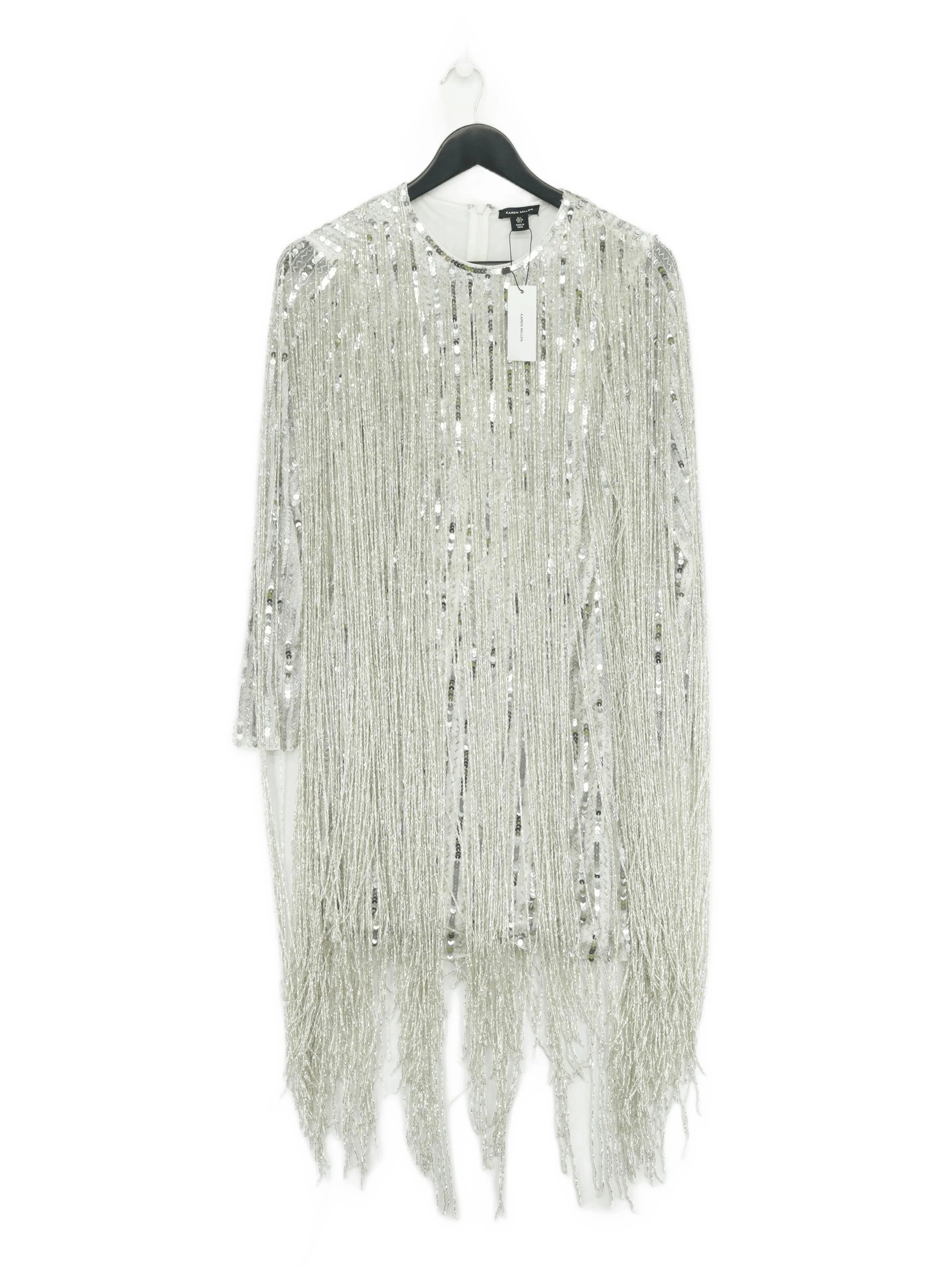 Karen Millen Mini Dress UK6 in Silver RRP £389