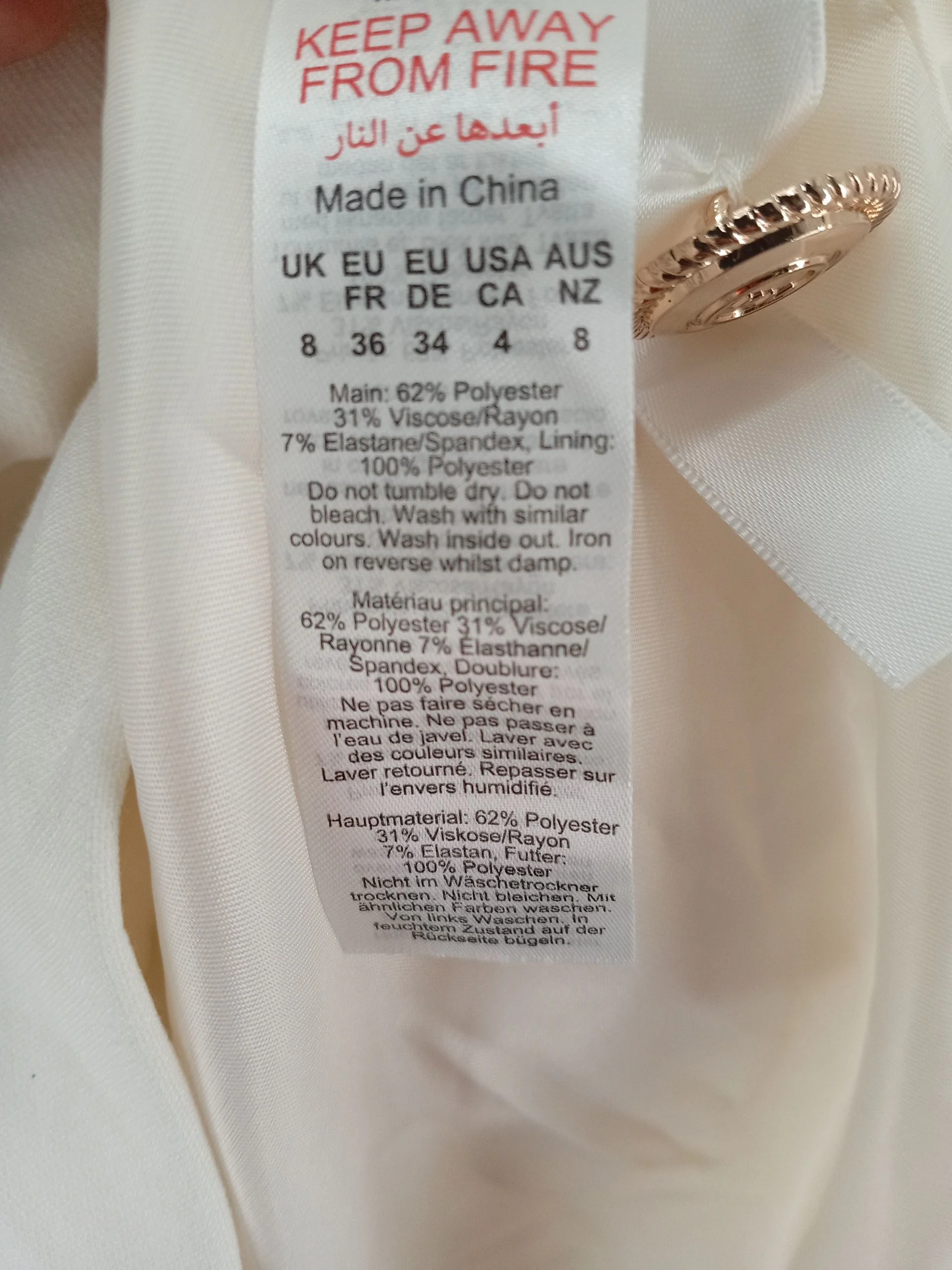 Karen Millen Mini Dress UK8 in Cream RRP £99 - Image 8