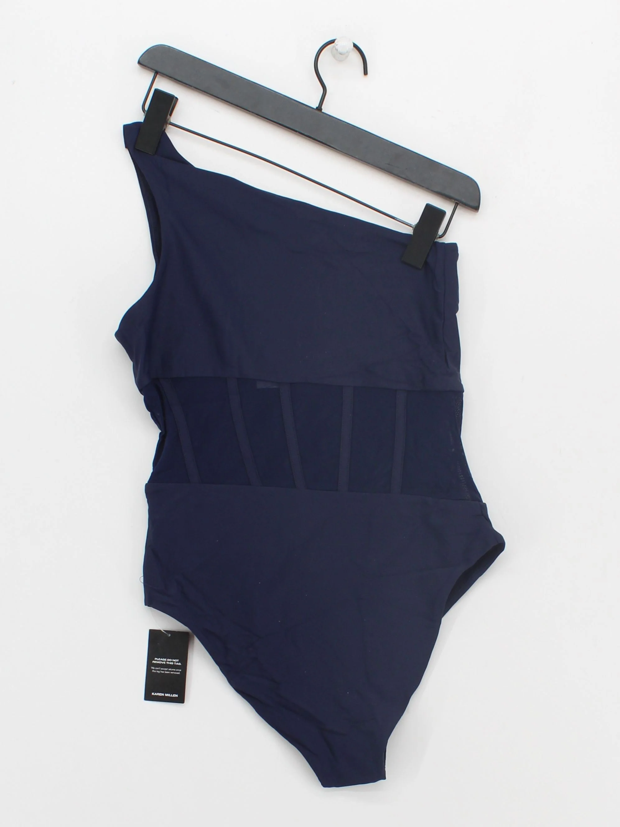 Karen Millen one shoulder one-piece swimsuit in blue RRP £69 - Image 2