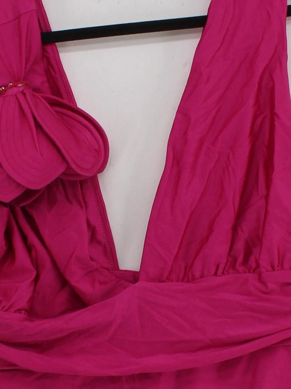 Karen Millen plunge one-piece swimsuit in pink RRP £79 - Image 3