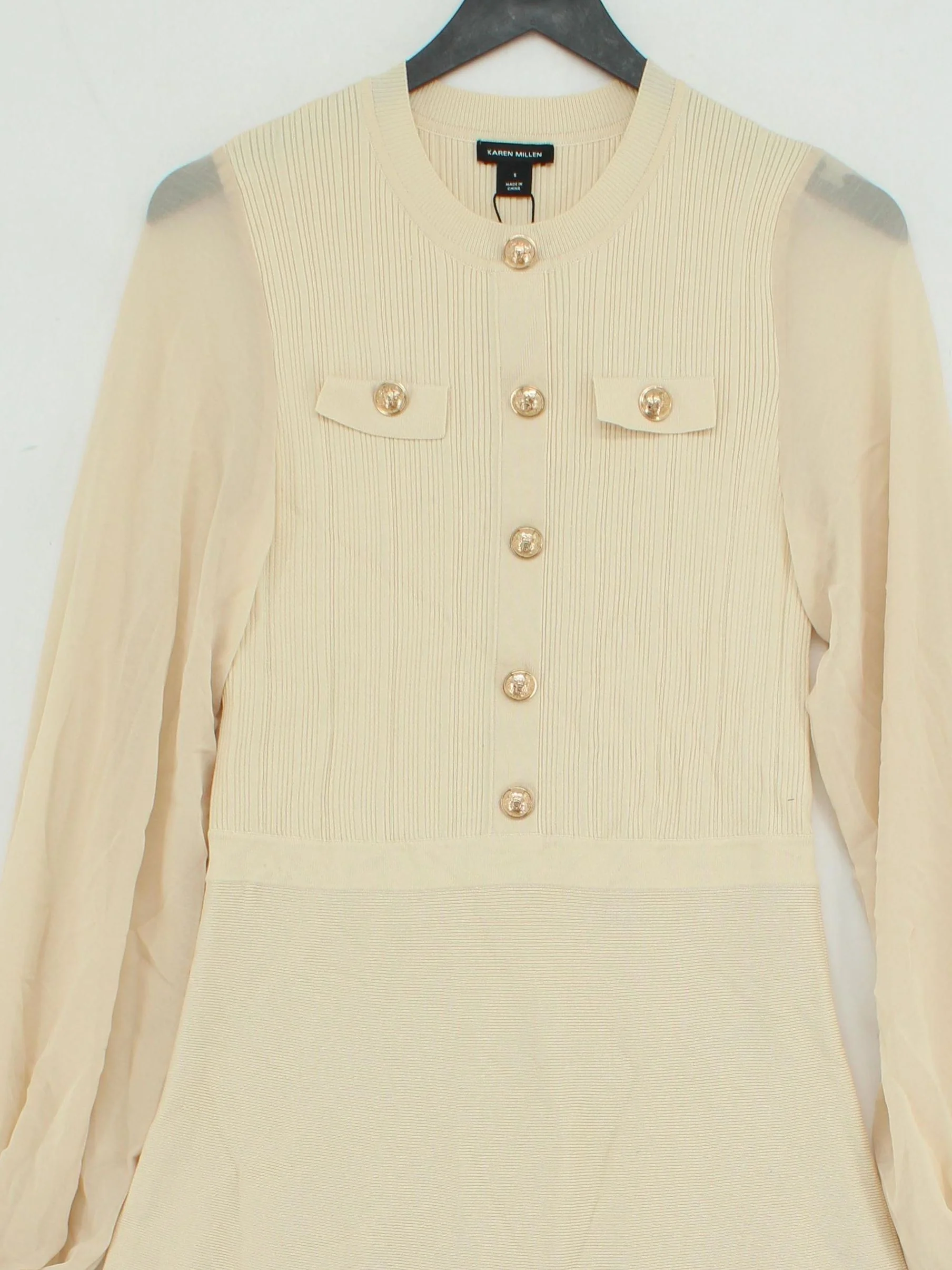 Karen Millen Shirt Midi Dress S in Cream RRP £129 - Image 3