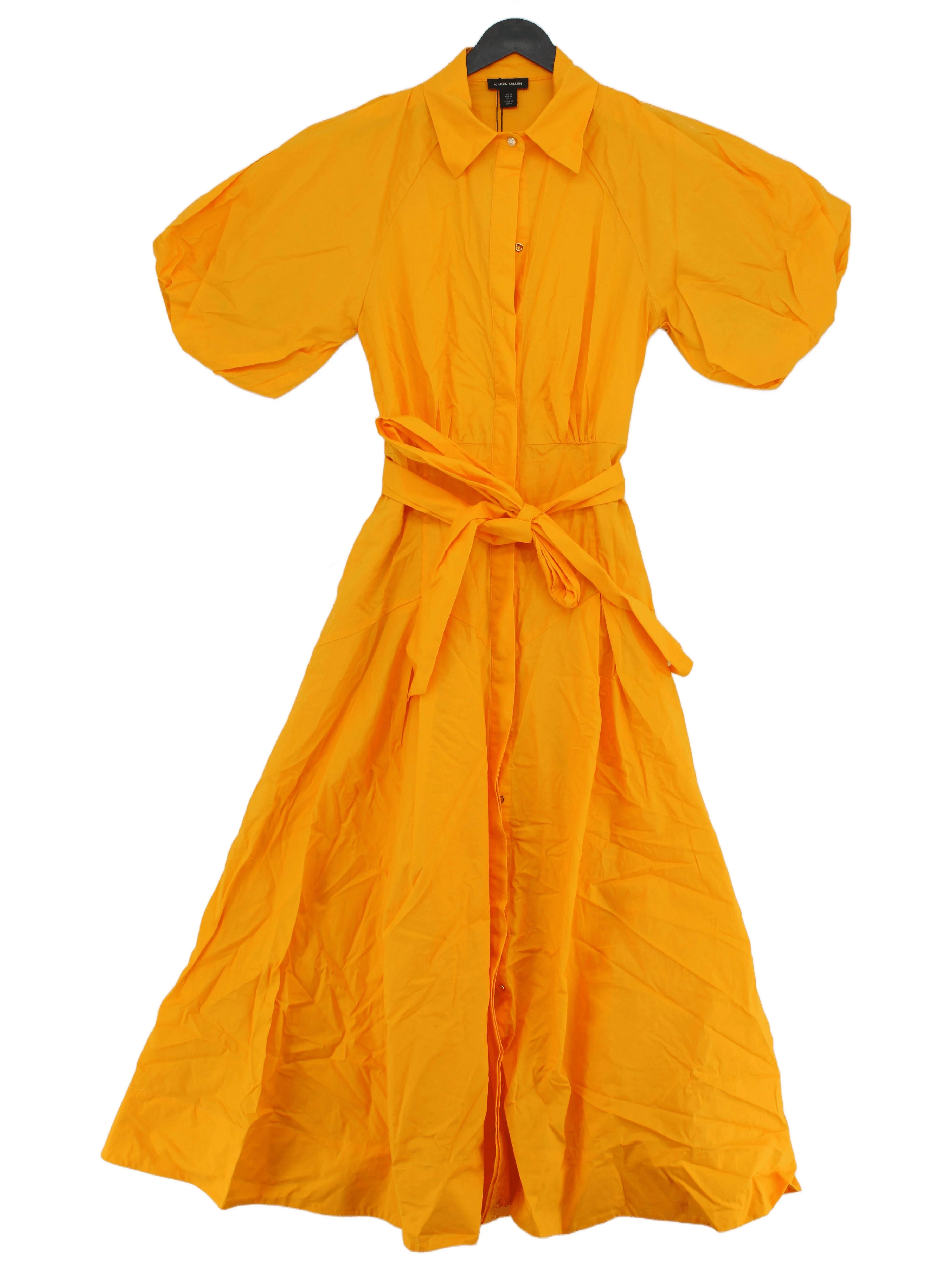 Karen Millen Shirt Midi Dress UK10 in Orange RRP £129