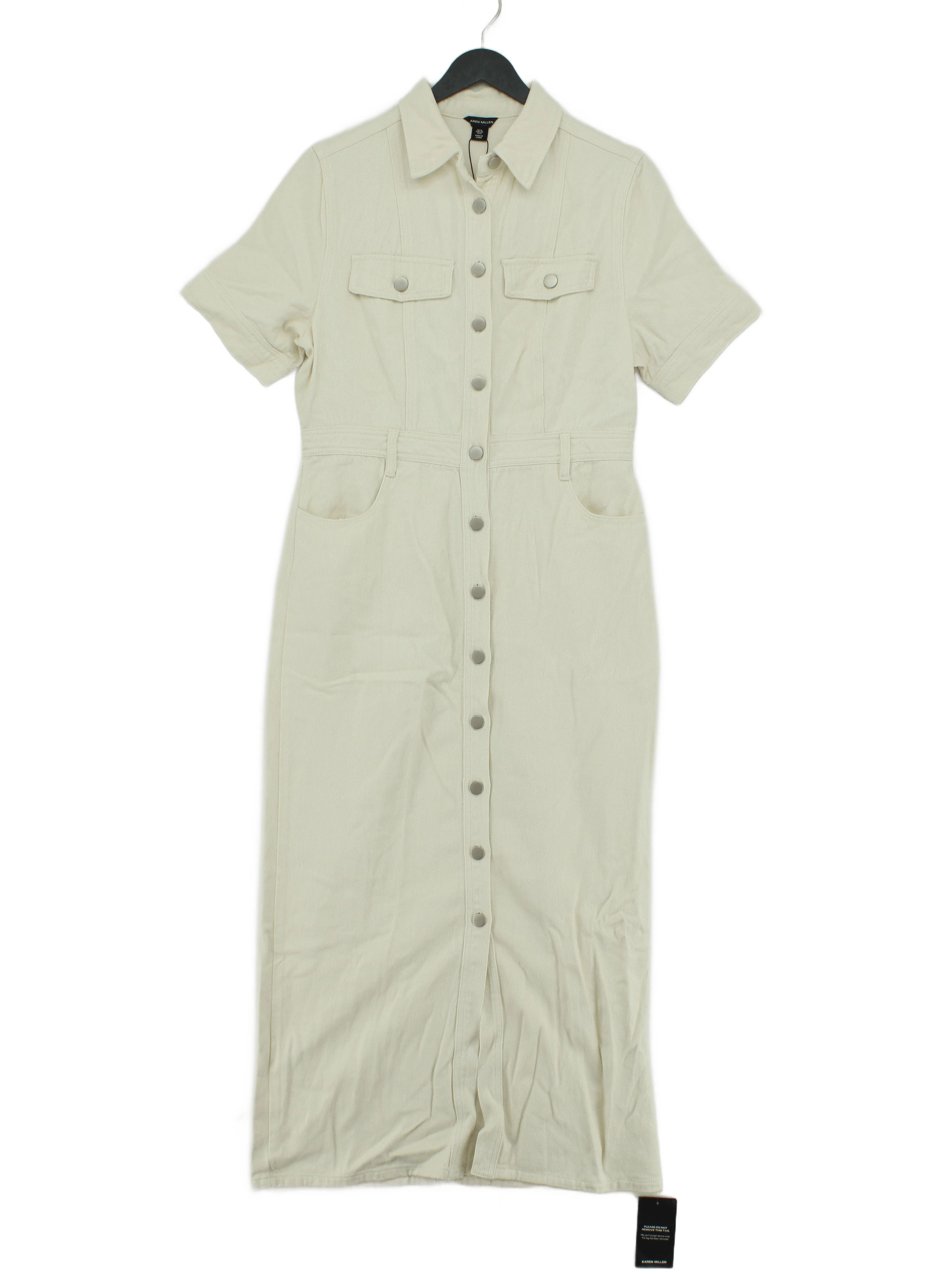 Karen Millen Shirt Midi Dress UK12 in Cream RRP £89