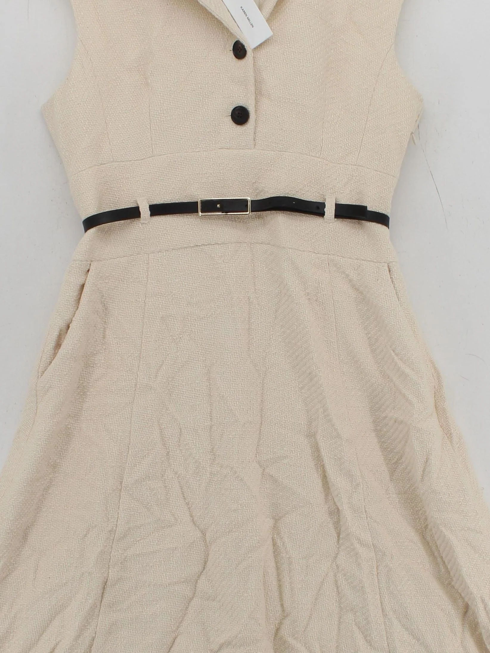 Karen Millen Shirt Midi Dress UK14 in Cream RRP £269 - Image 3
