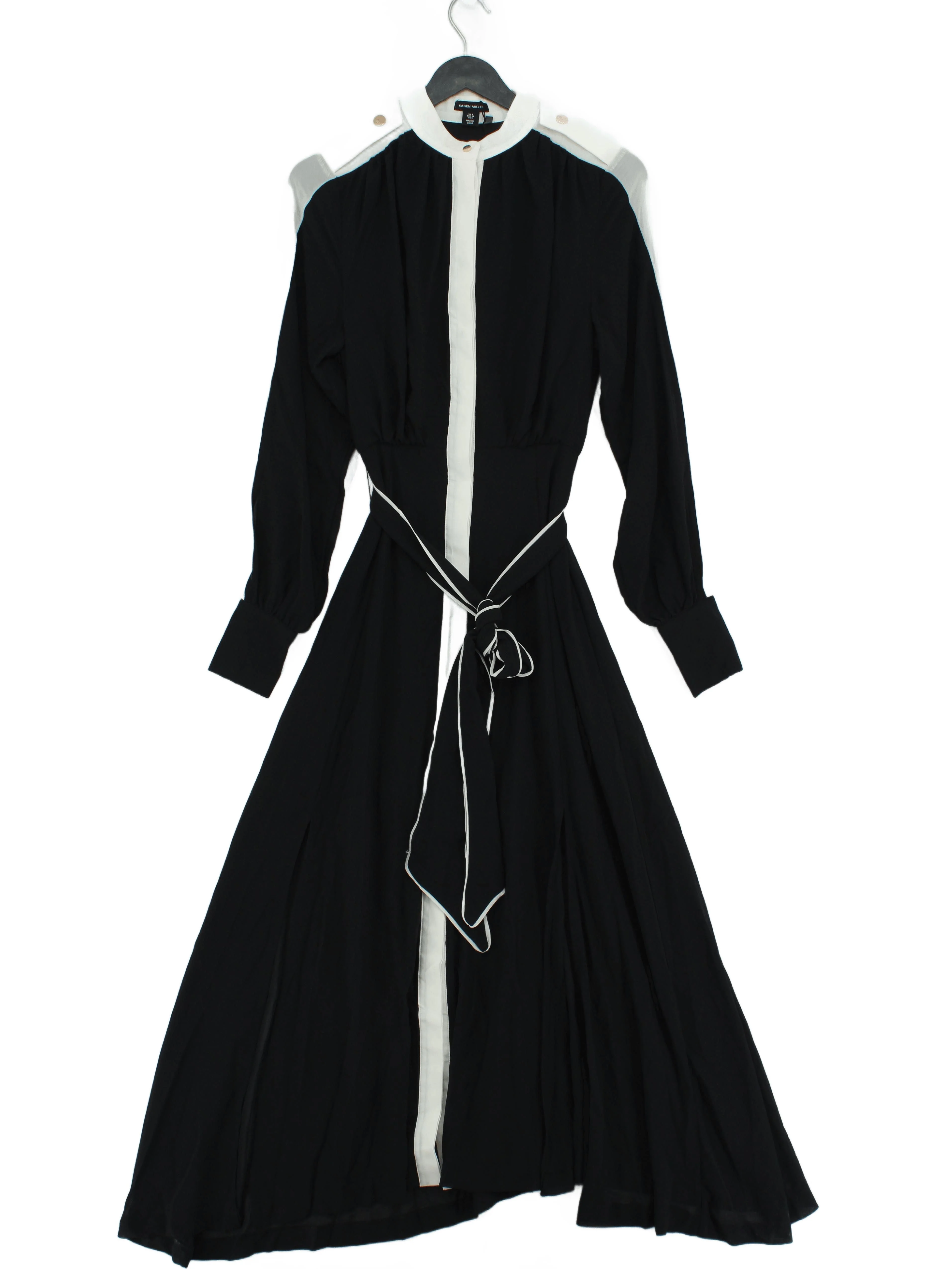 Karen Millen Shirt Midi Dress UK8 in Black RRP £129 - Image 2