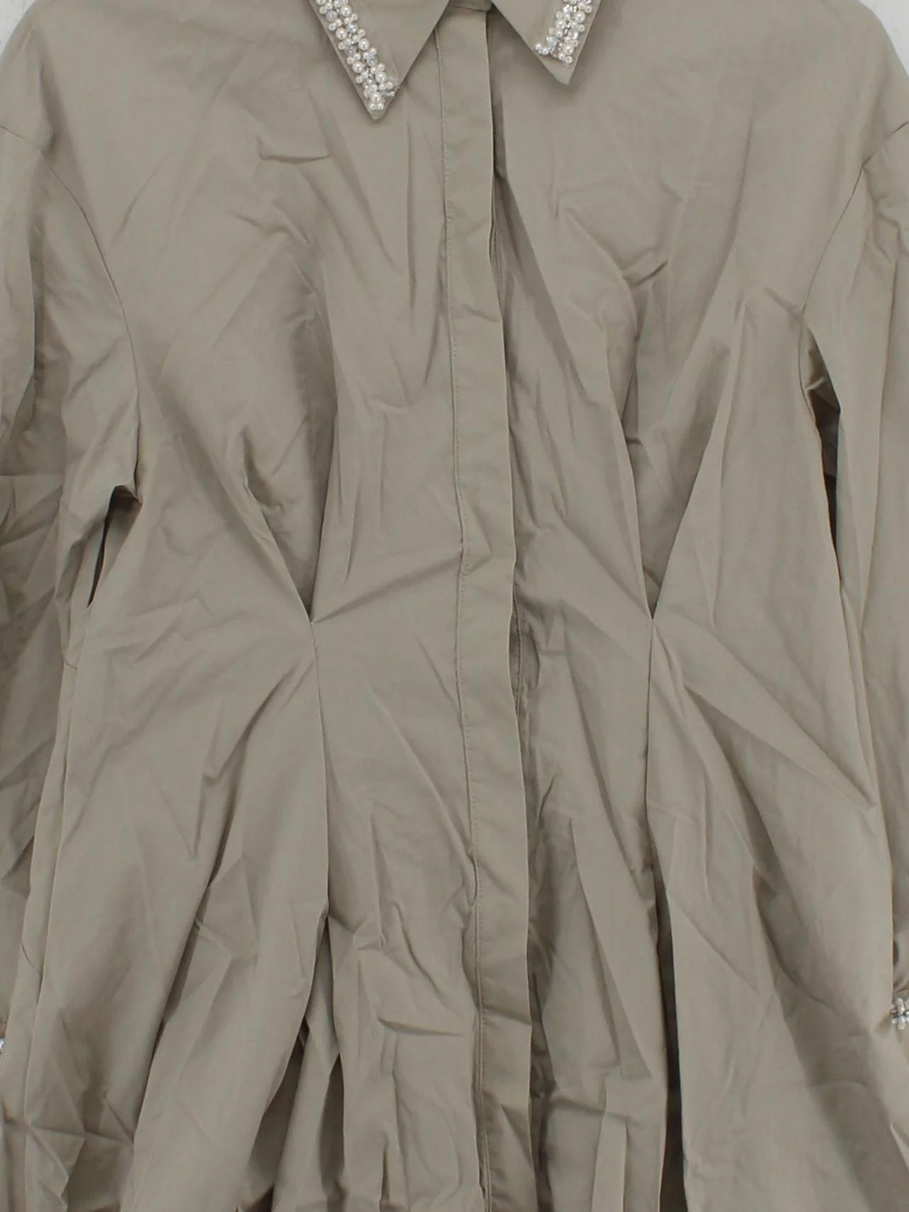Karen Millen Shirt Mini Dress UK12 in Tan RRP £109 - Image 3