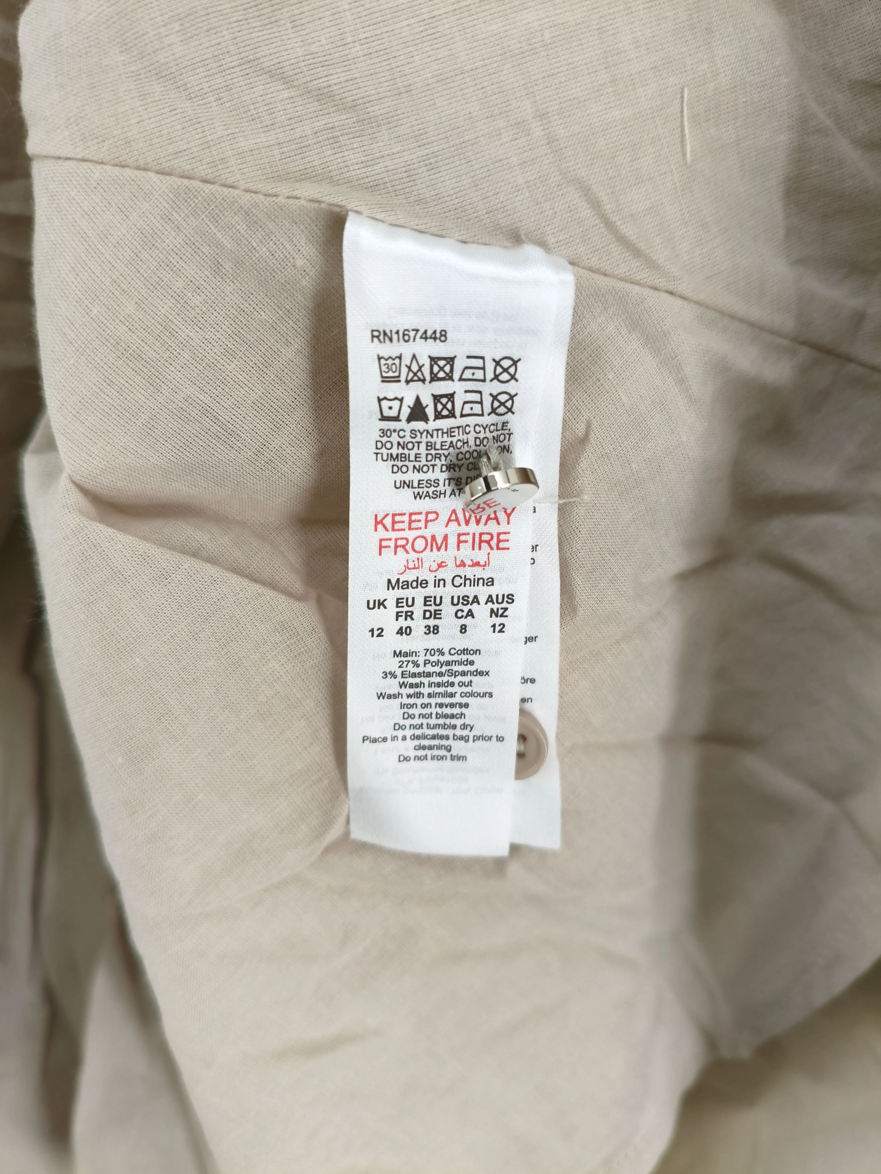 Karen Millen Shirt Mini Dress UK12 in Tan RRP £109 - Image 7