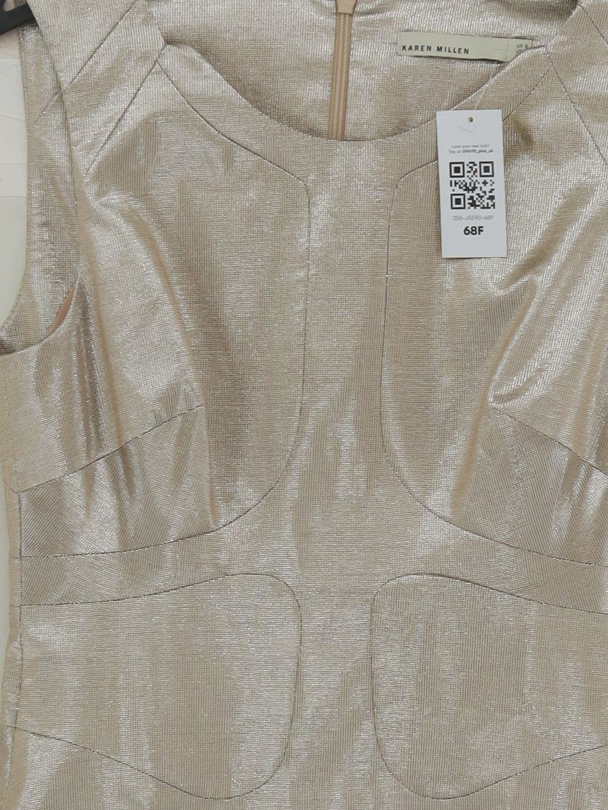 Karen Millen Skater Mini Dress UK8 in Gold - Image 3