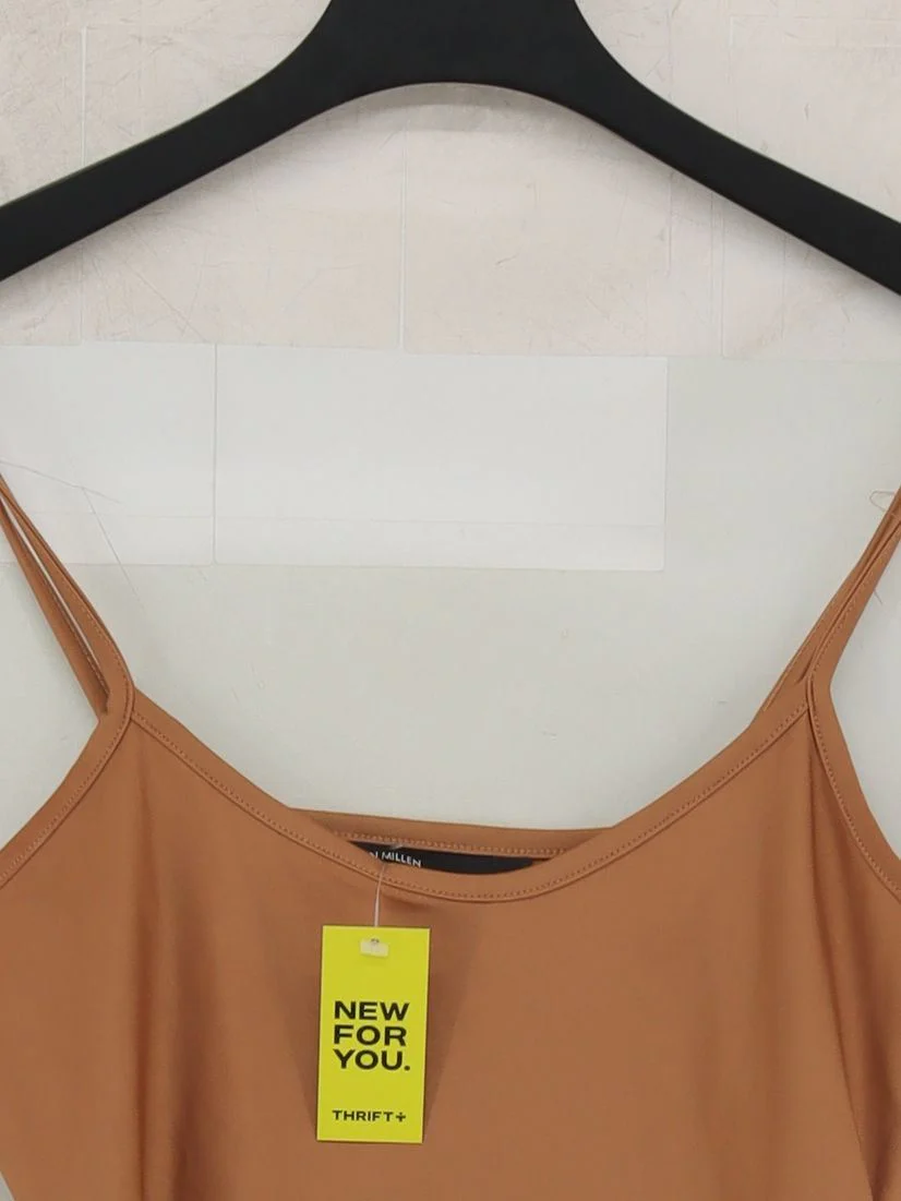 Karen Millen Slip Mini Dress M in Tan - Image 3