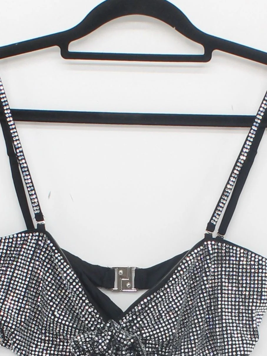 Karen Millen triangle adjustable strap bikini top in black RRP £55 - Image 3