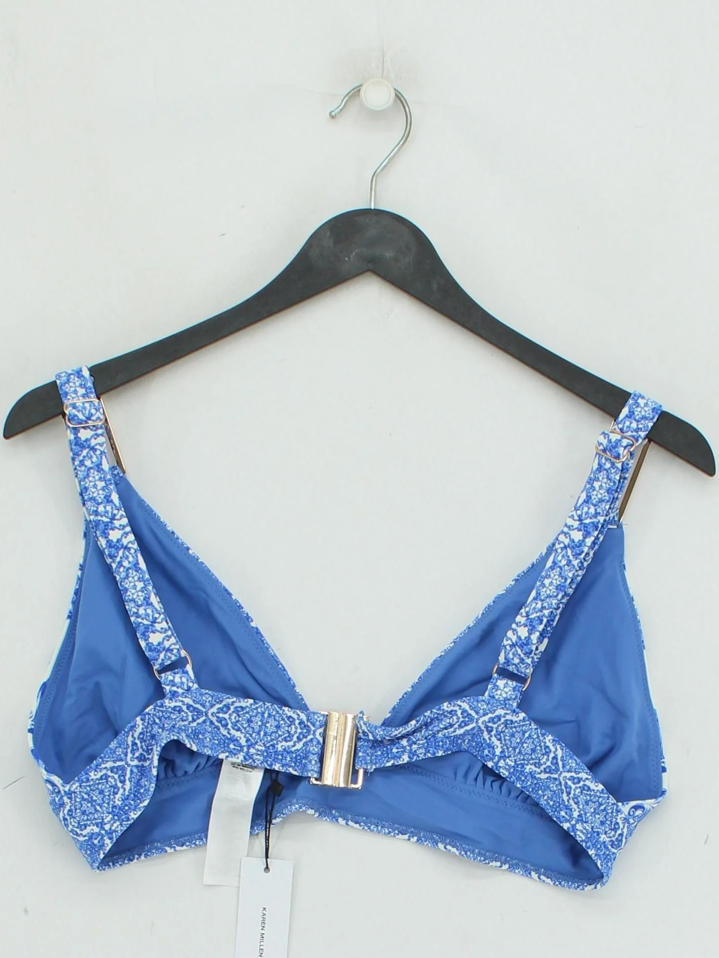 Karen Millen triangle adjustable strap bikini top in blue RRP £49 - Image 2