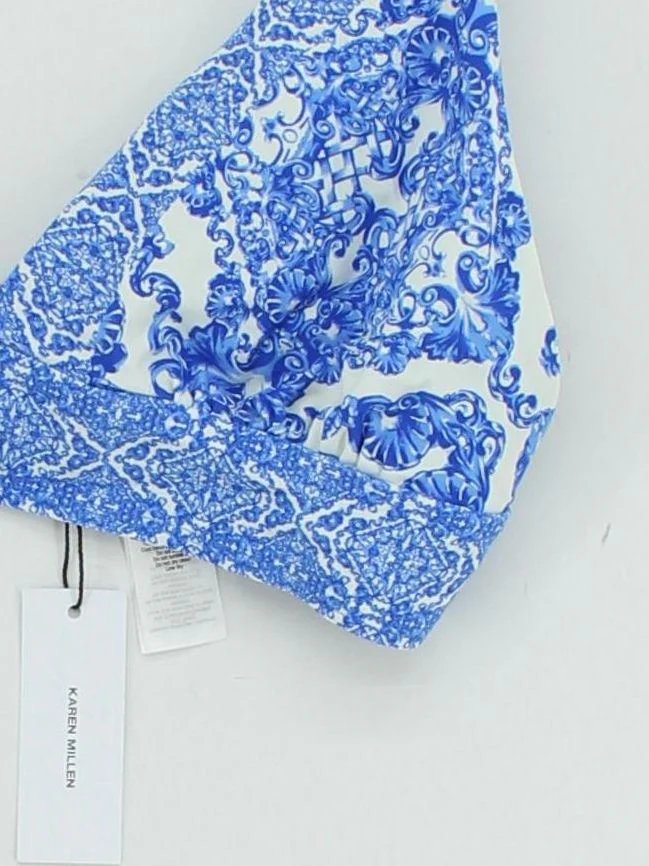 Karen Millen triangle adjustable strap bikini top in blue RRP £49 - Image 4
