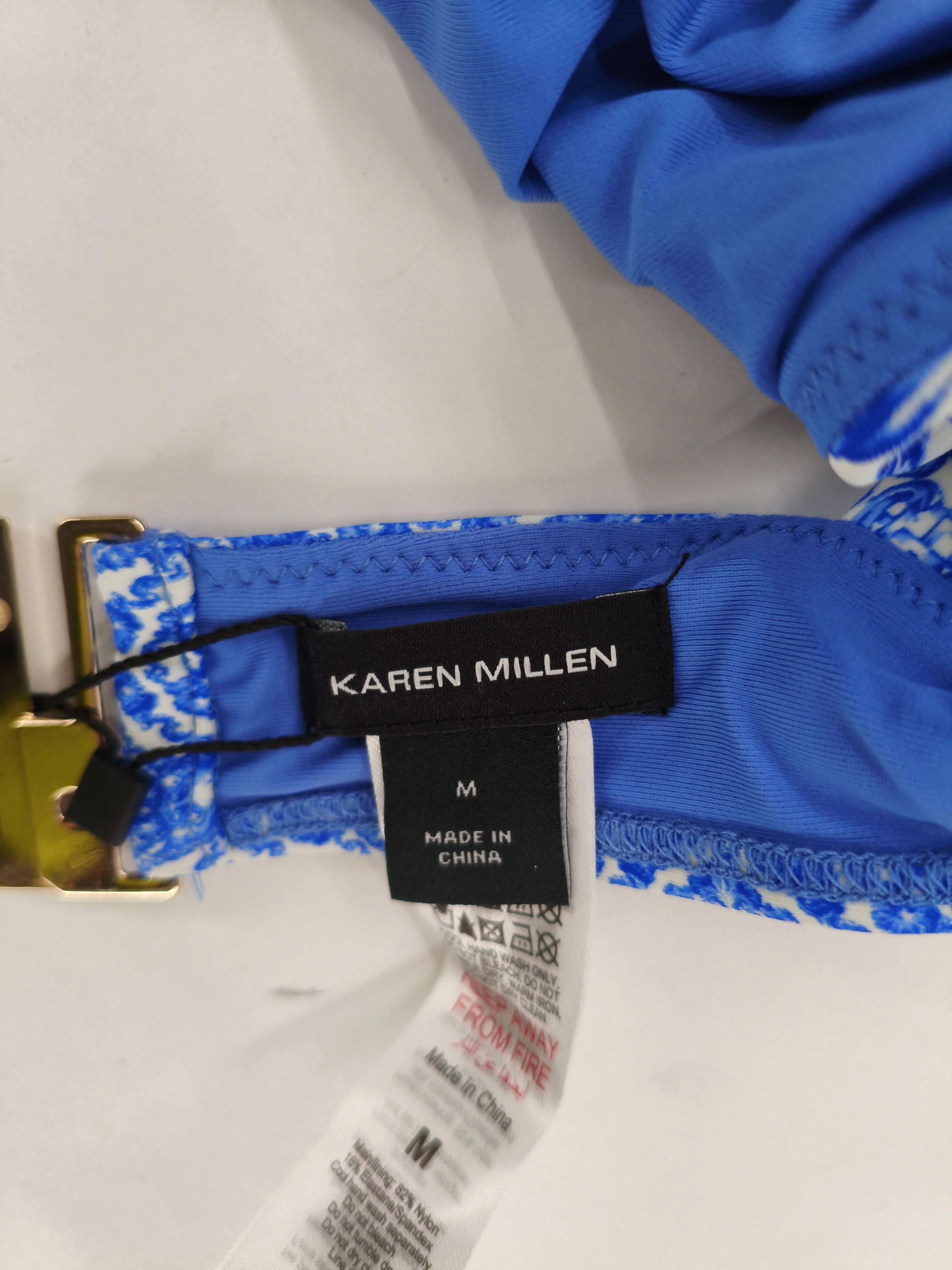 Karen Millen triangle adjustable strap bikini top in blue RRP £49 - Image 5