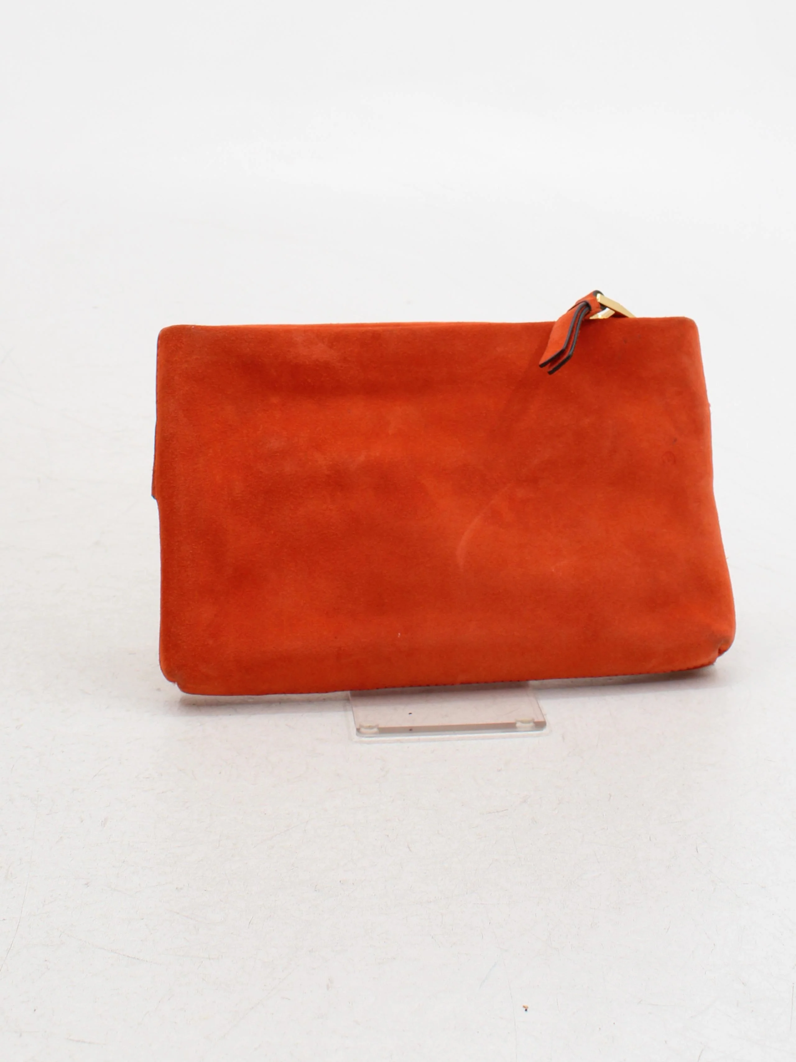 Karen Millen Women's Bag Orange Leather with Cotton Clutch - Image 2