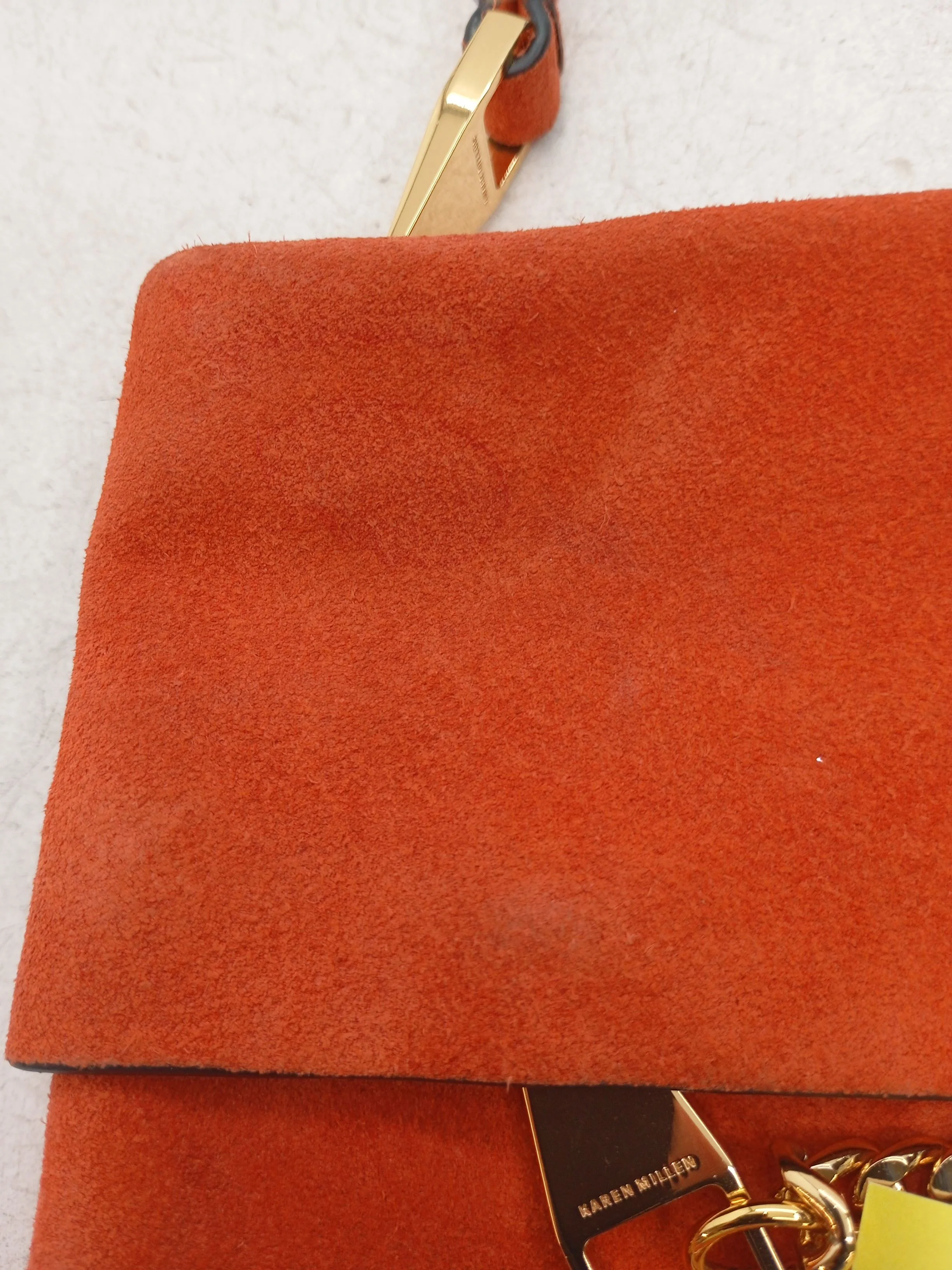 Karen Millen Women's Bag Orange Leather with Cotton Clutch - Image 5