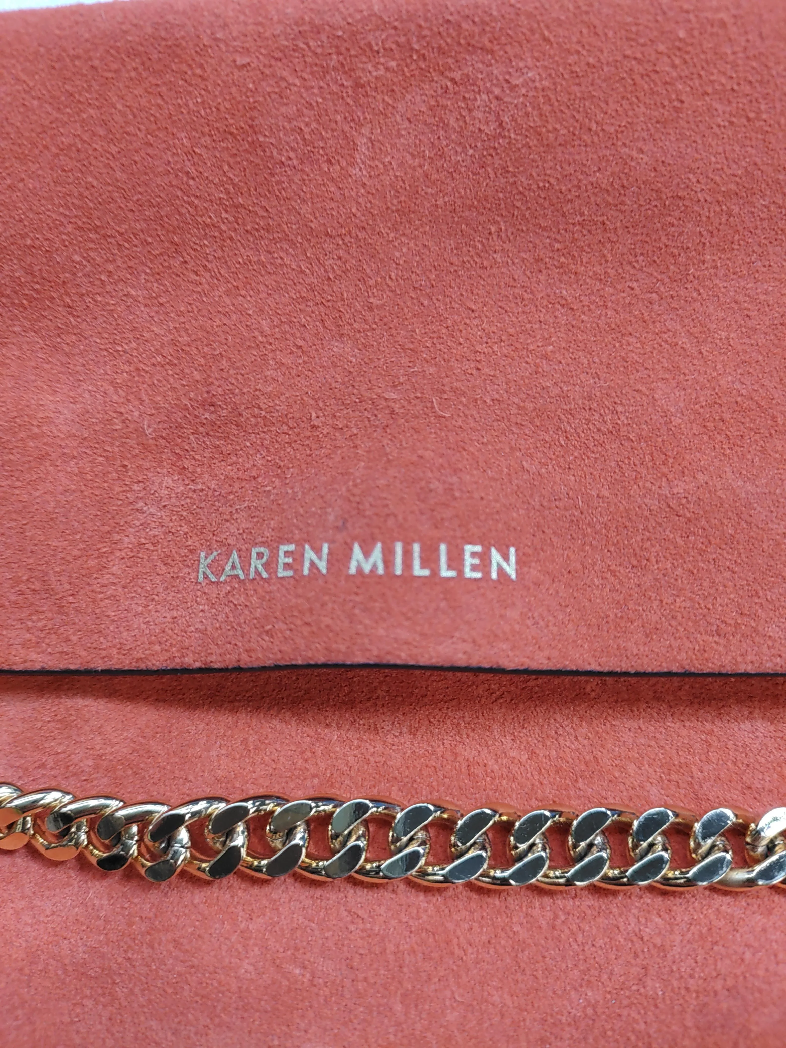 Karen Millen Women's Bag Orange Leather with Cotton Clutch - Image 7