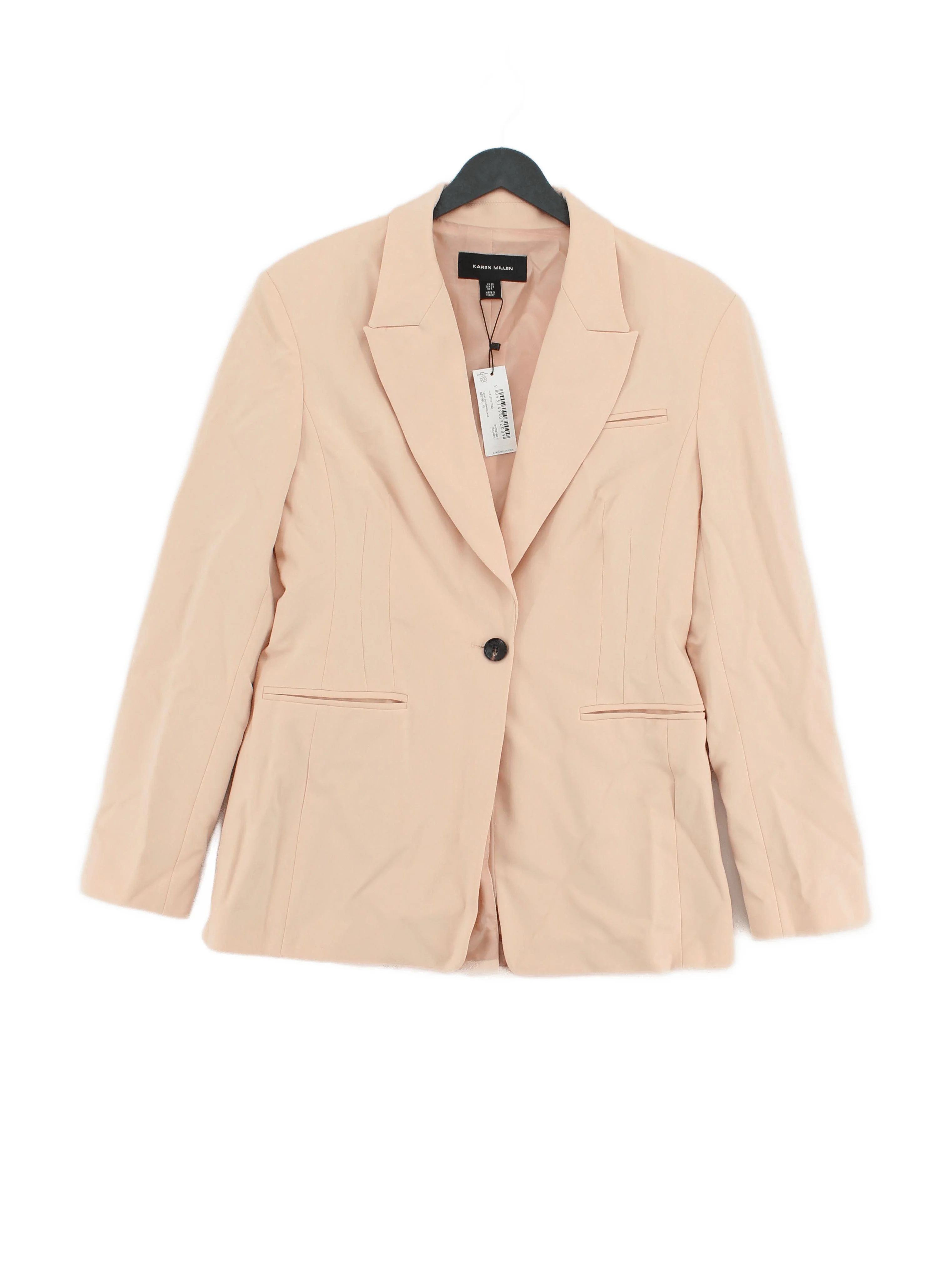 Karen Millen Women's Blazer UK 10 Cream Polyester with Viscose Overcoat