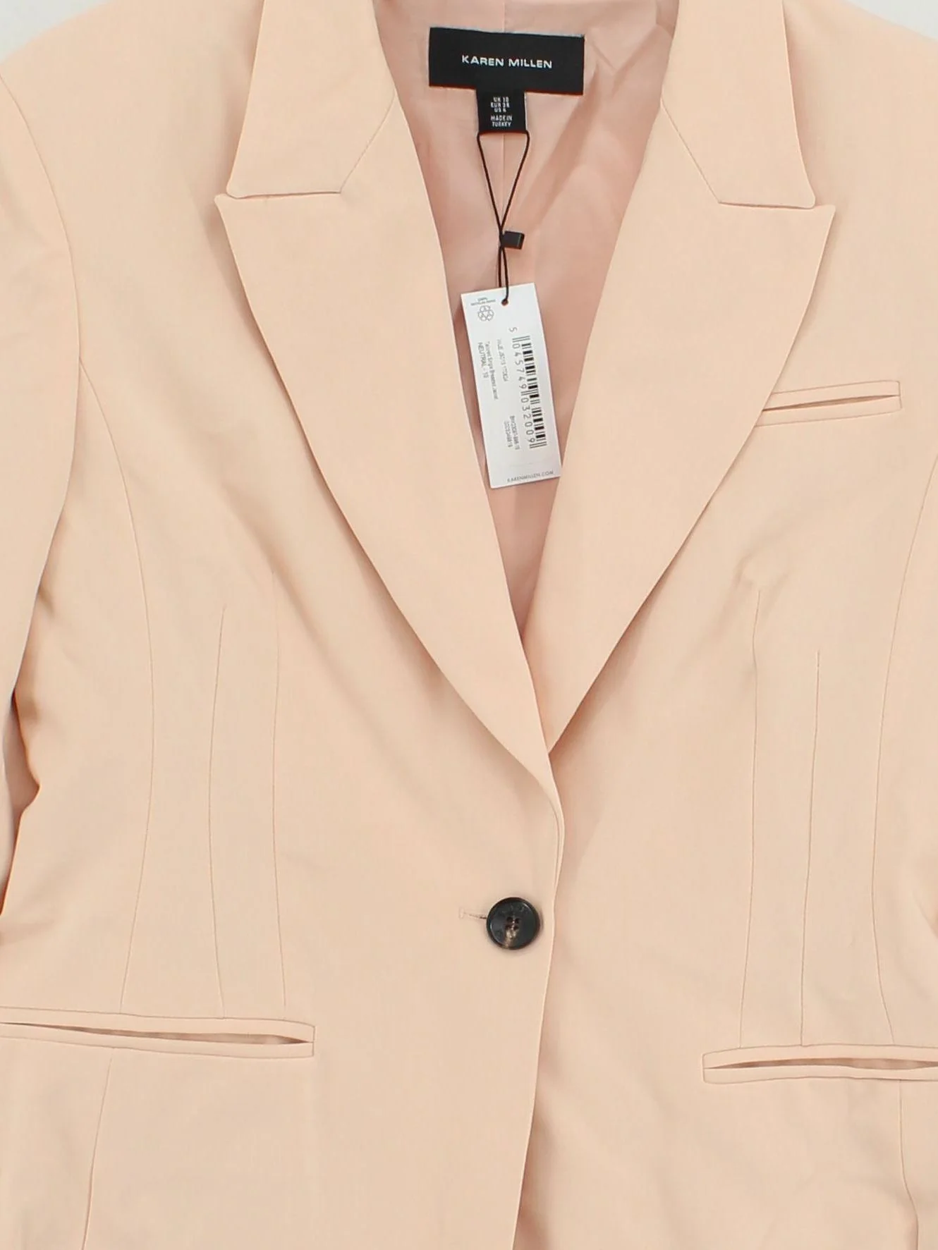 Karen Millen Women's Blazer UK 10 Cream Polyester with Viscose Overcoat - Image 3