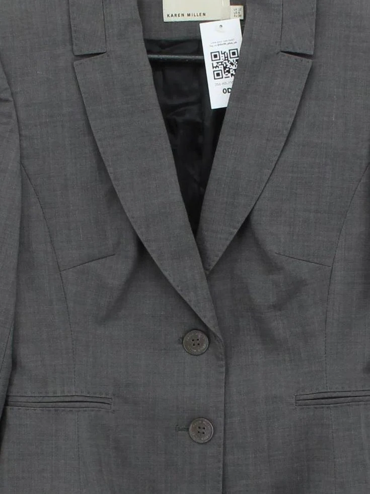 Karen Millen Women's Blazer UK 10 Grey Wool with Elastane Overcoat - Image 3
