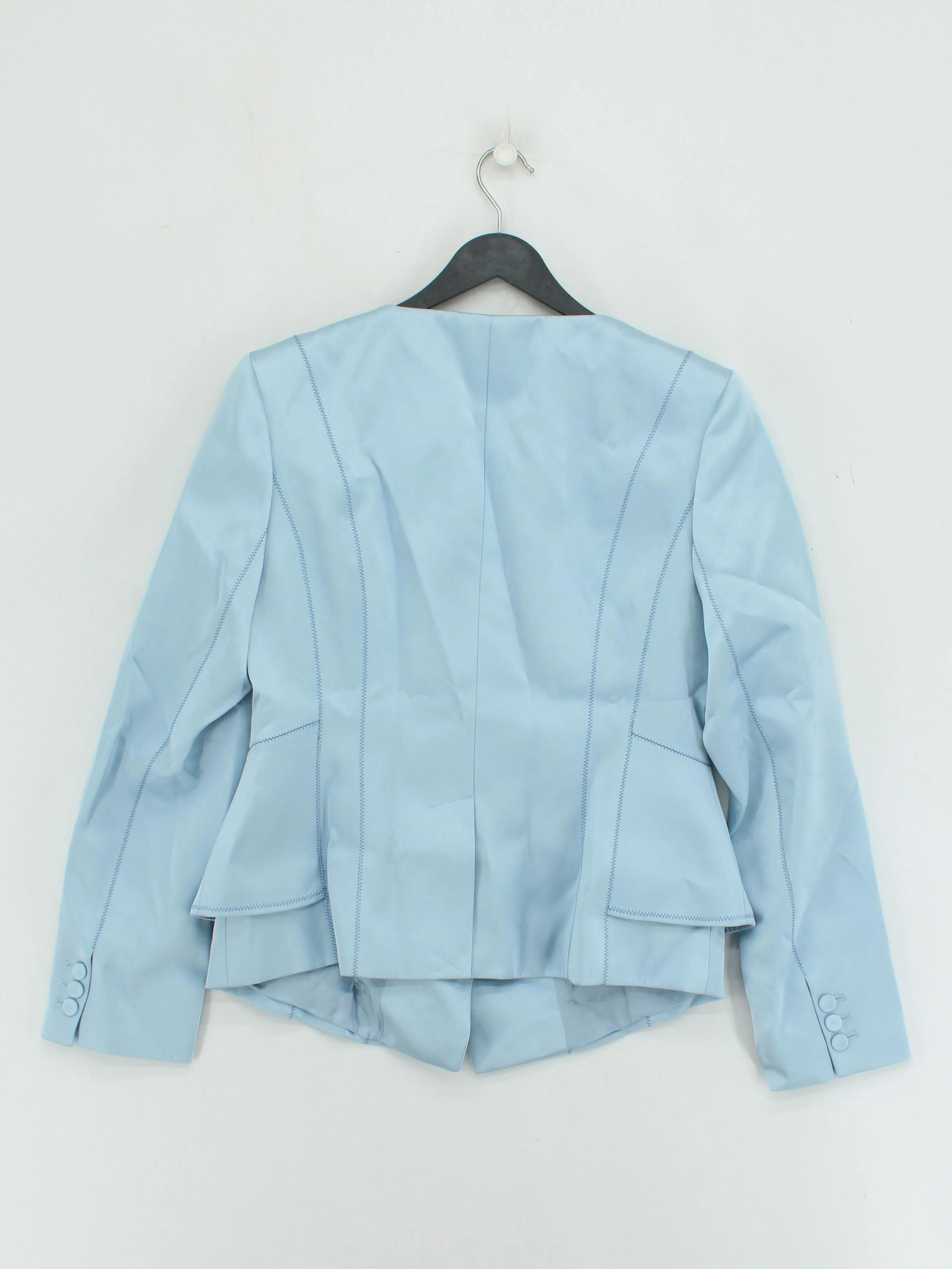 Karen Millen Women's Blazer UK 12 Blue Polyester with Viscose Overcoat - Image 2