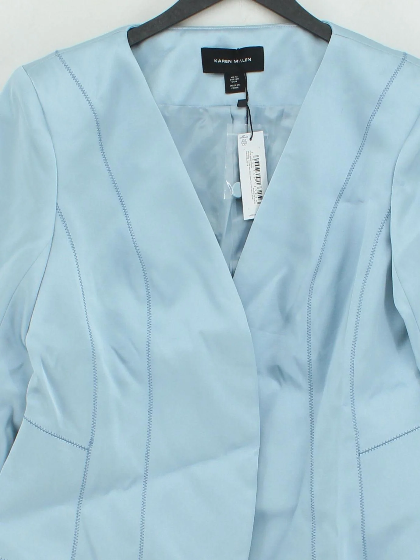 Karen Millen Women's Blazer UK 12 Blue Polyester with Viscose Overcoat - Image 3