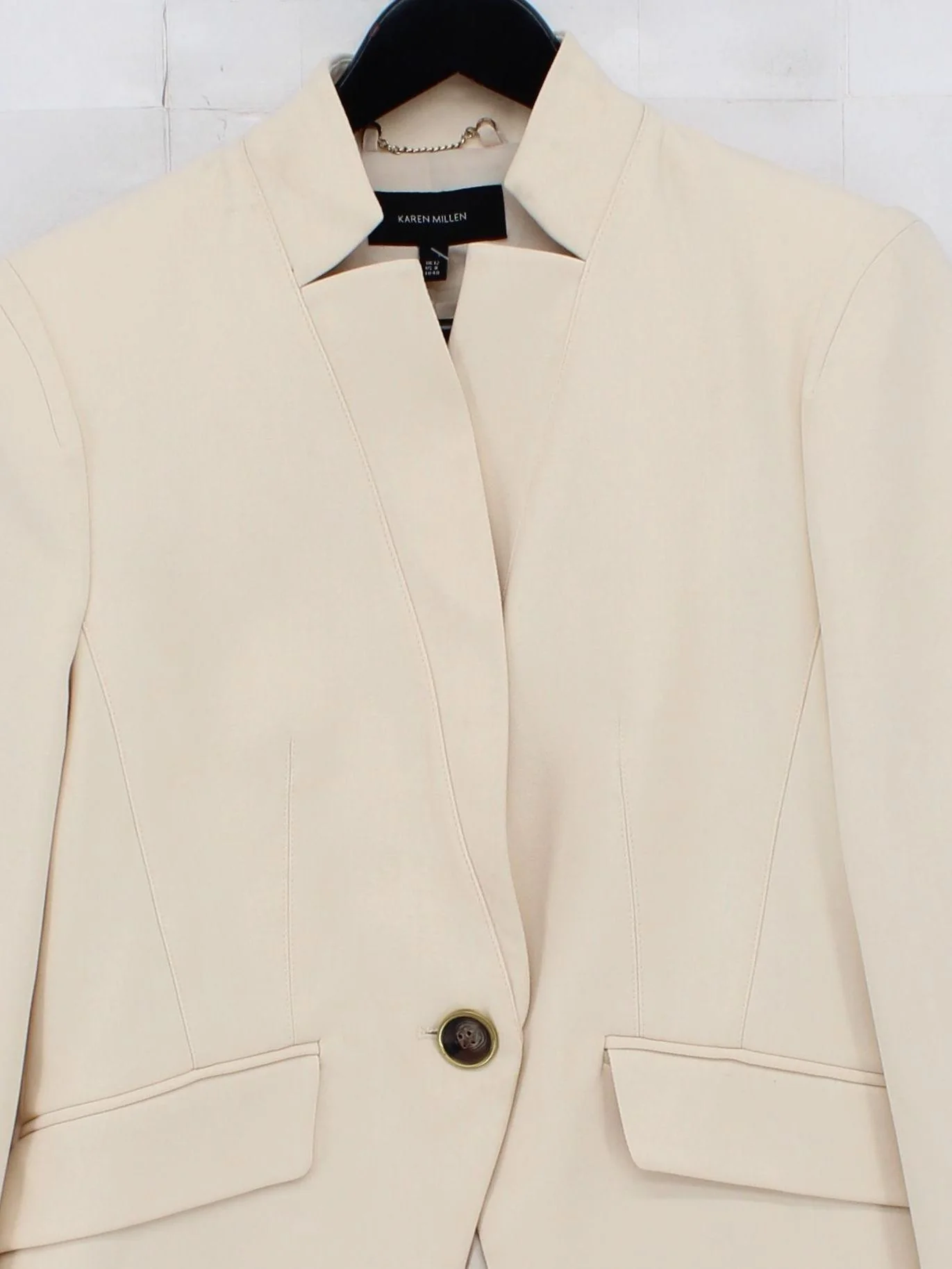 Karen Millen Women's Blazer UK 12 Cream Polyester - Image 3