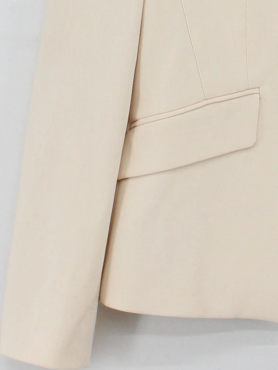 Karen Millen Women's Blazer UK 12 Cream Polyester - Image 4