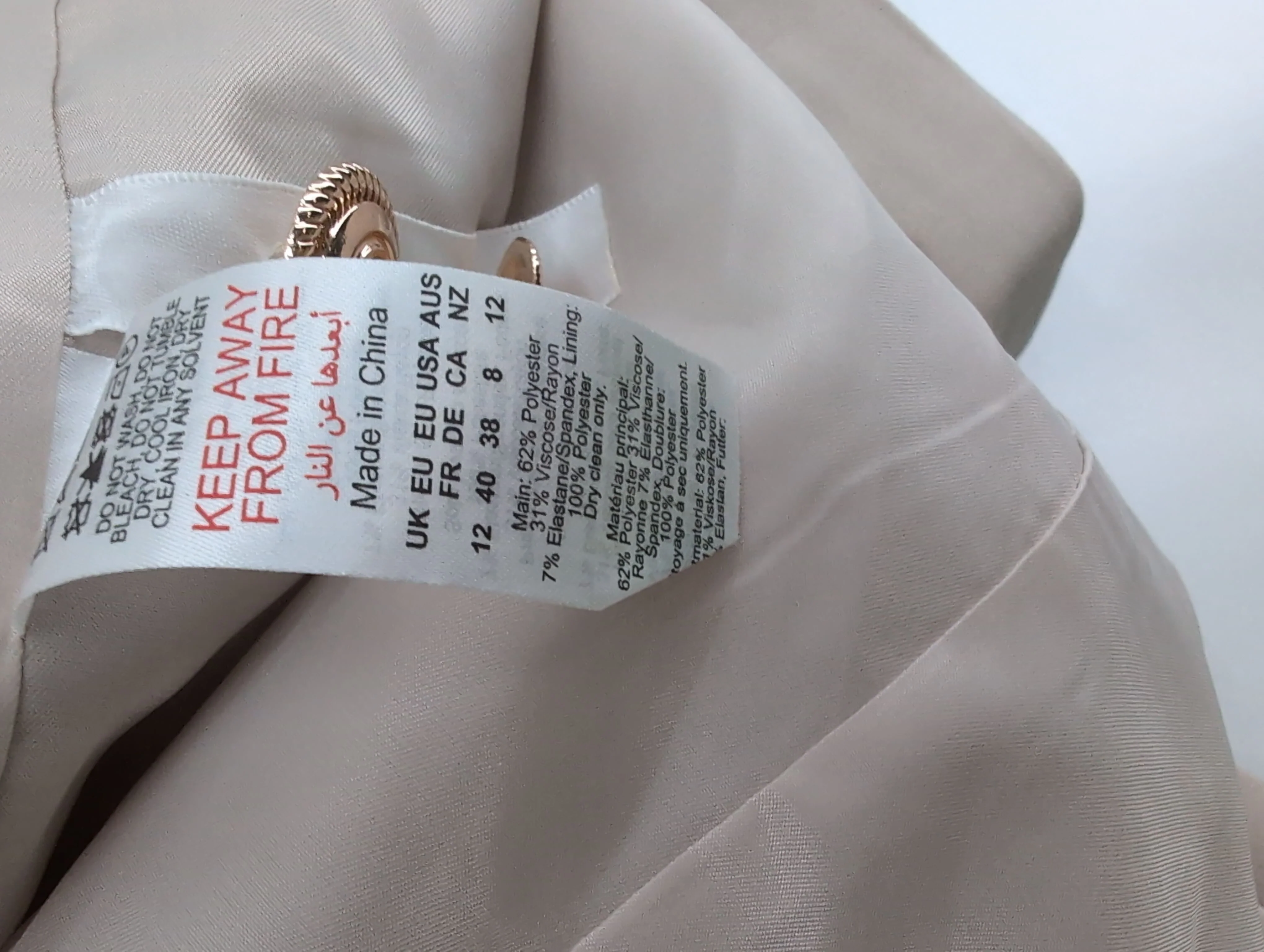 Karen Millen Women's Blazer UK 12 Cream Polyester New with tags - Image 6